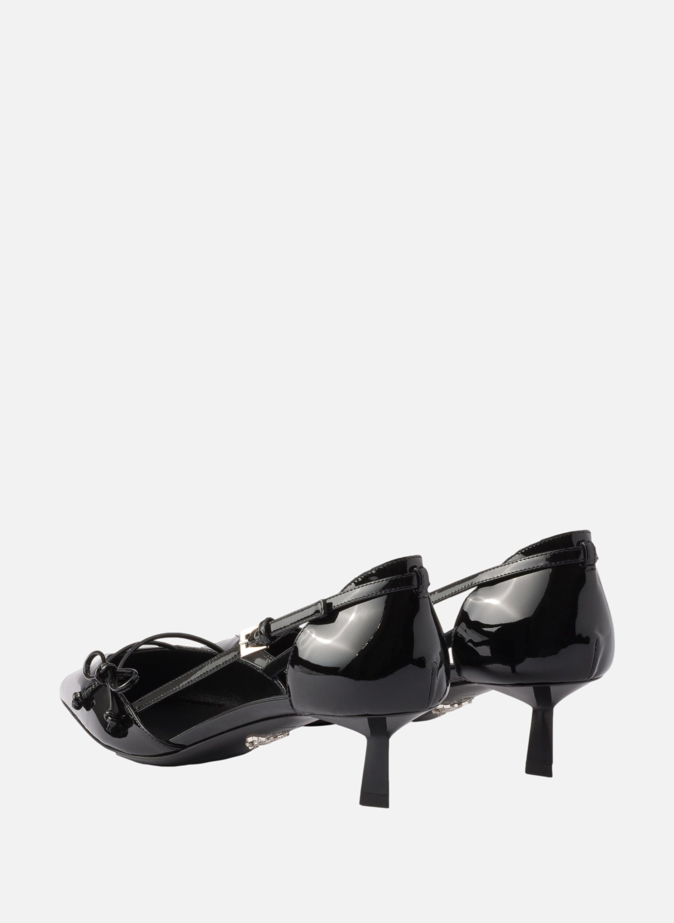 Escarpins ouverts en cuir verni PRADA Noir