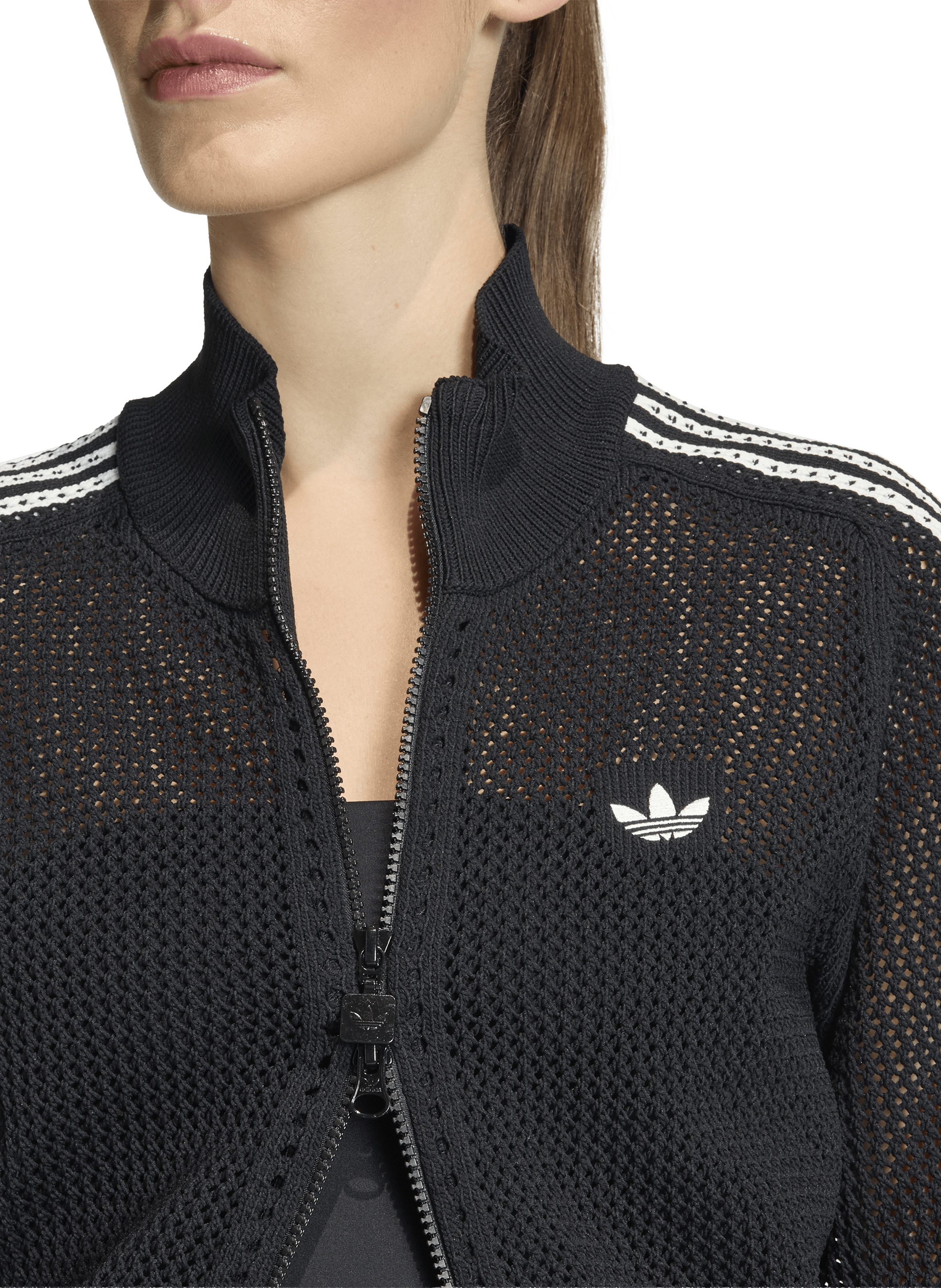 Crochet high-neck track jacket ADIDAS Black