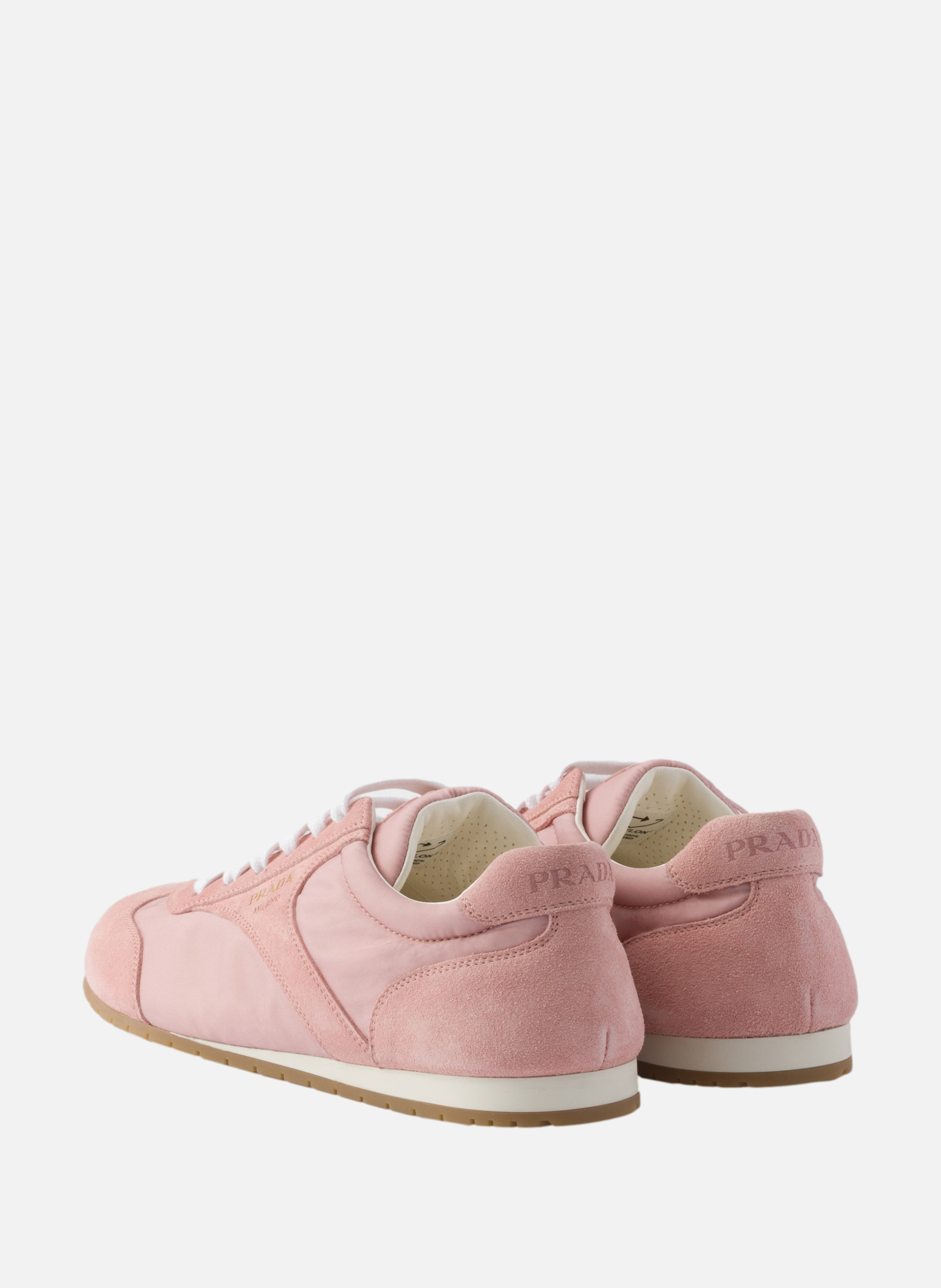Baskets à lacets en re-nylon et en daim PRADA Rose