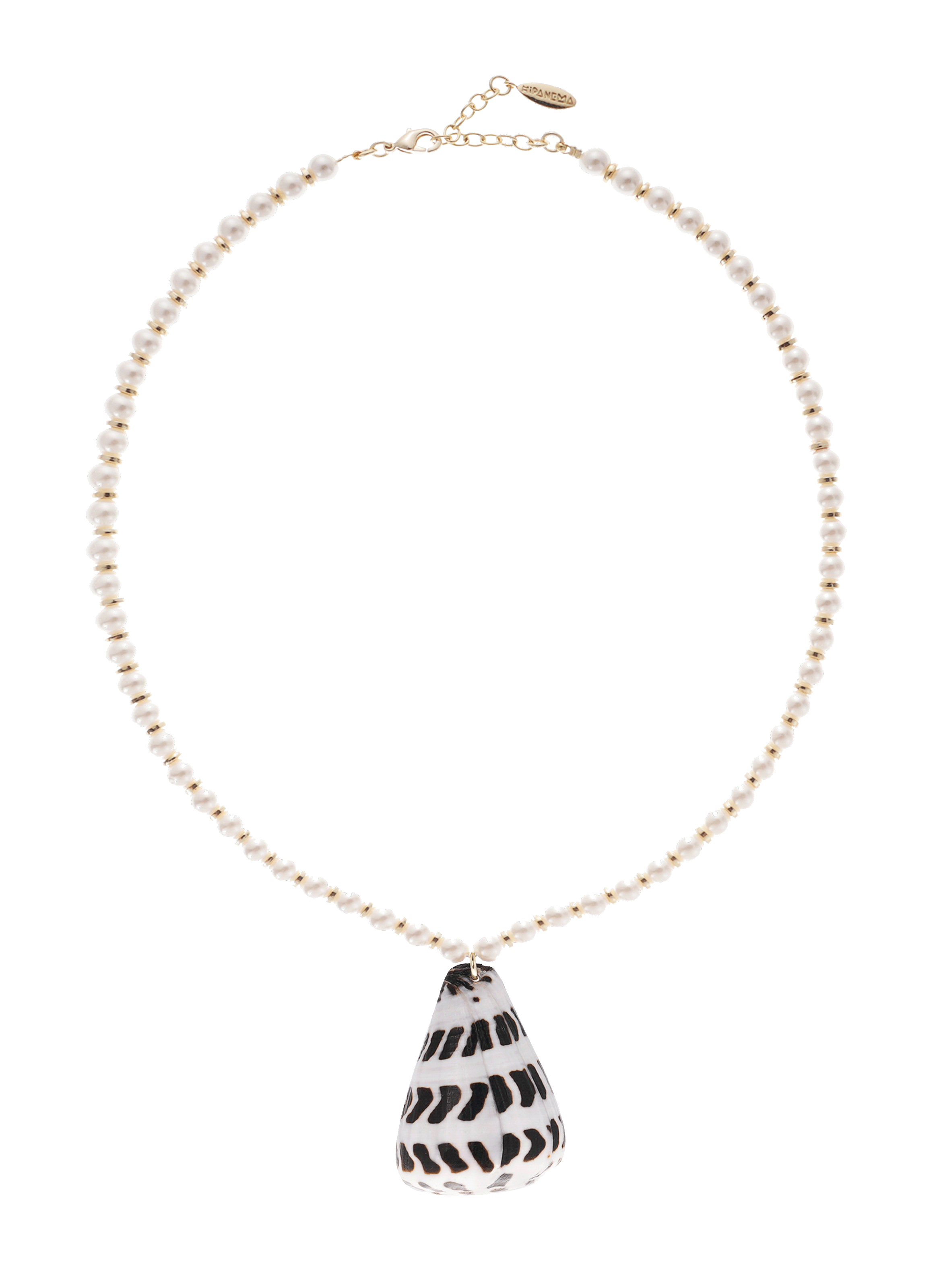Collier de perles pendentif coquillage FELOUK HIPANEMA Blanc