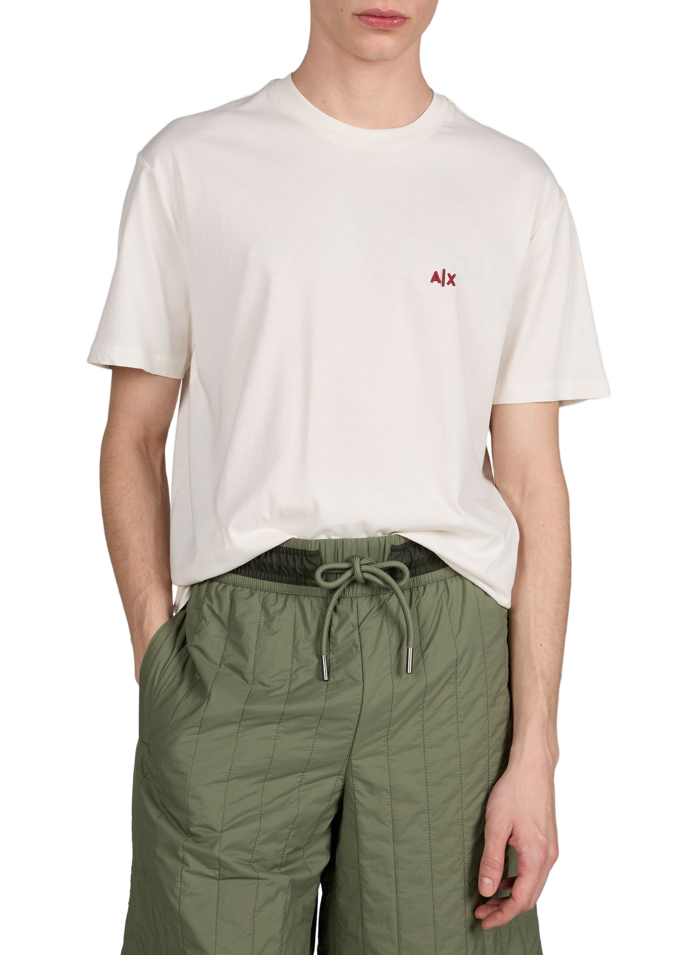 T-shirt droit col rond en coton ARMANI EXCHANGE Beige