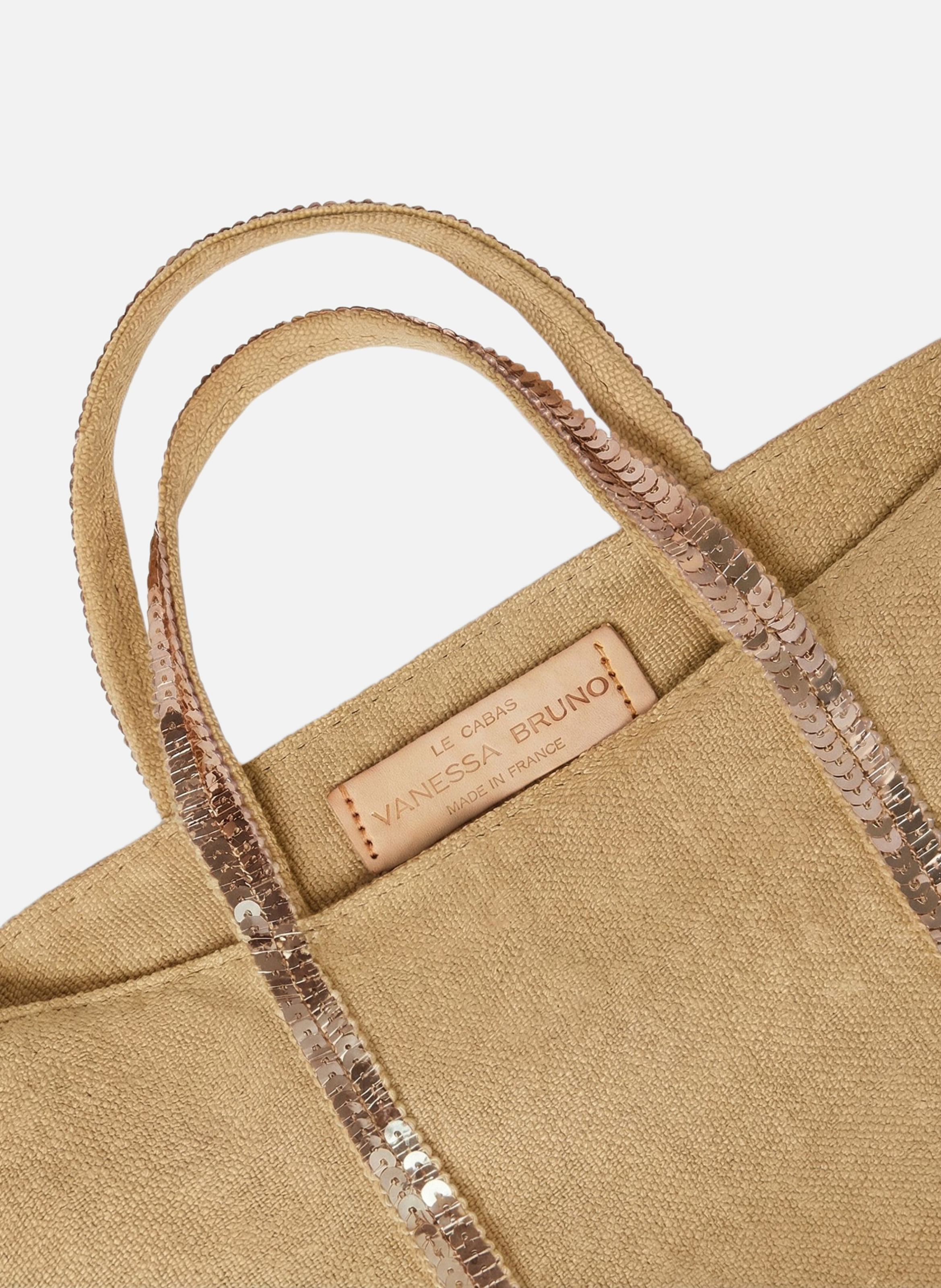 Cabas xs zippé en lin VANESSA BRUNO Marron