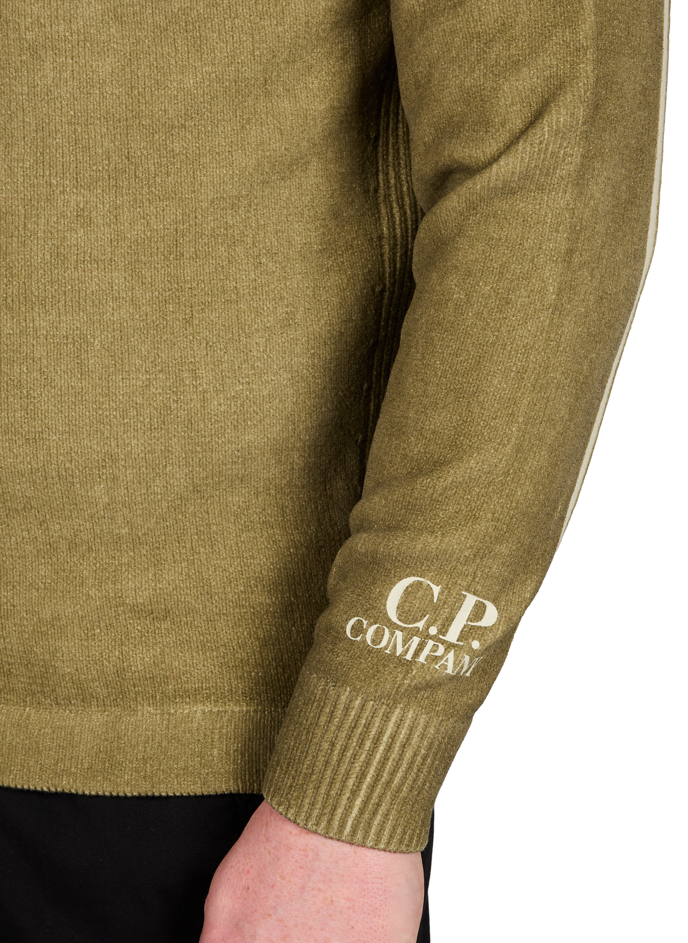 Pull col rond en coton CP COMPANY Vert