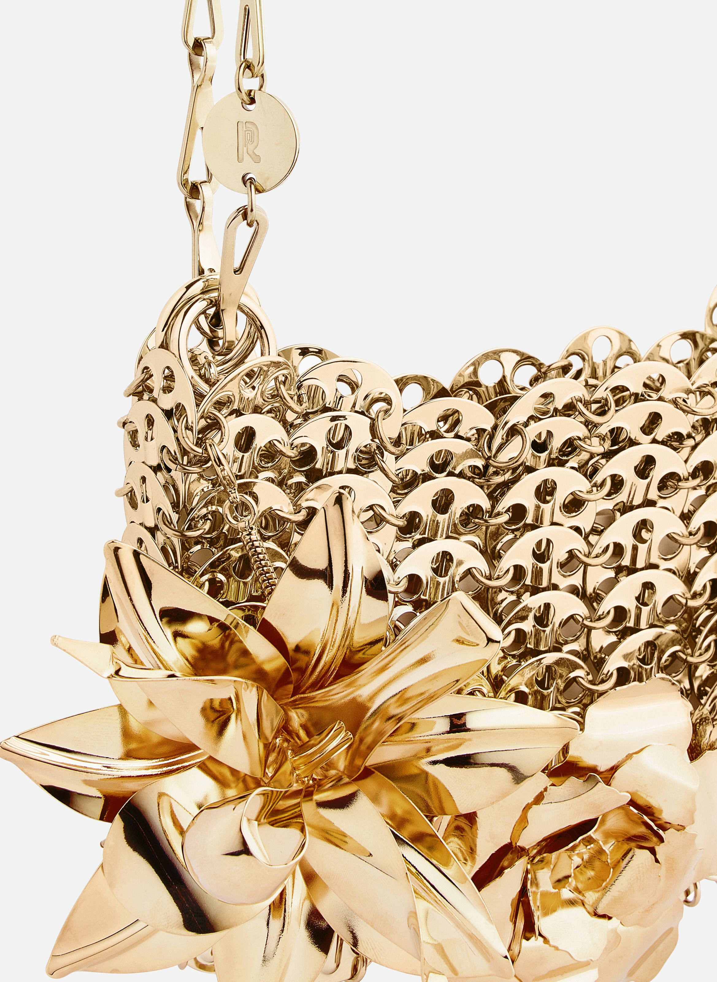 Sac 1969 nano avec détail fleur en métal ton sur ton RABANNE Doré