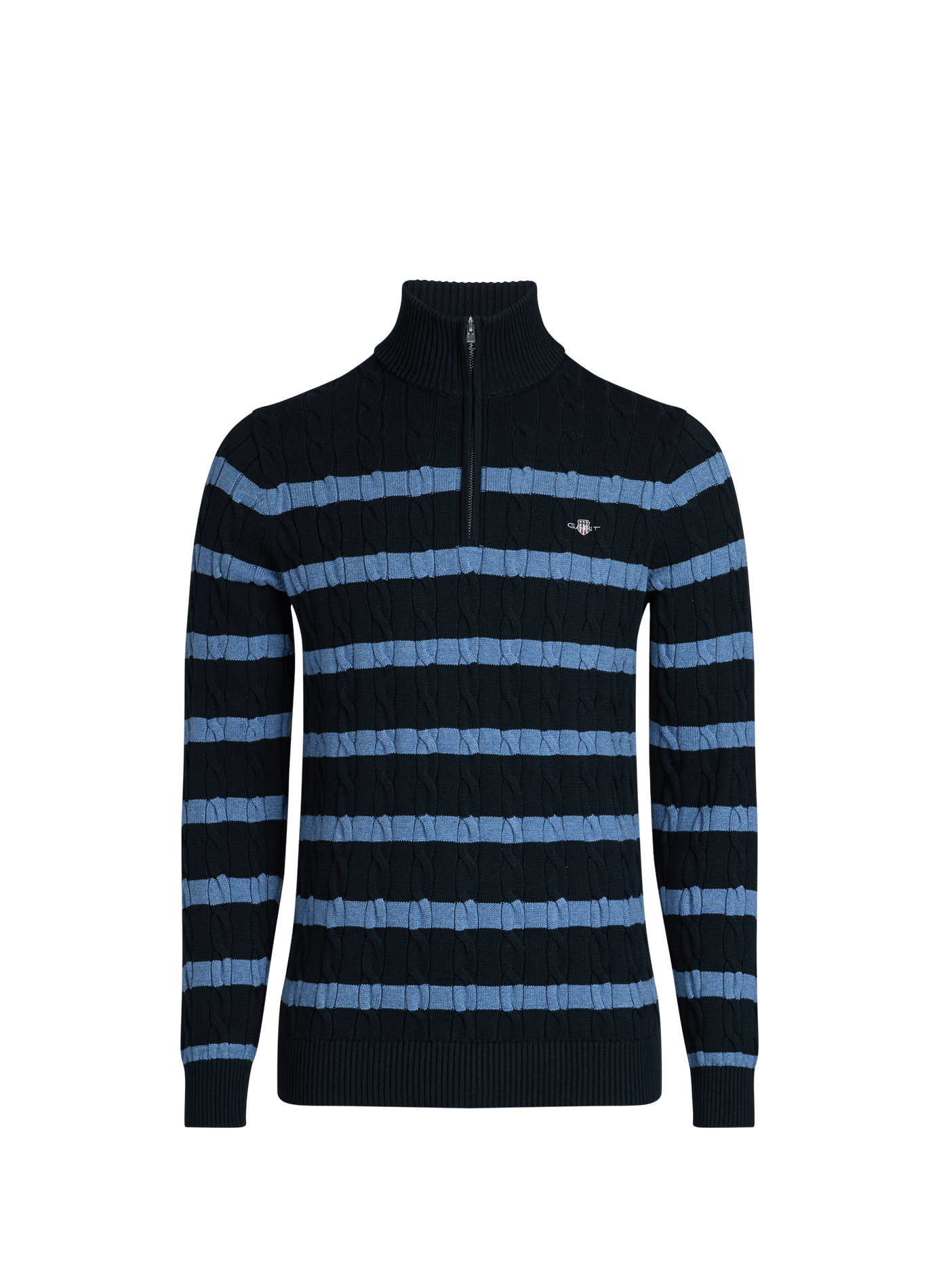 Pull en coton rayé à demi-zip GANT Bleu