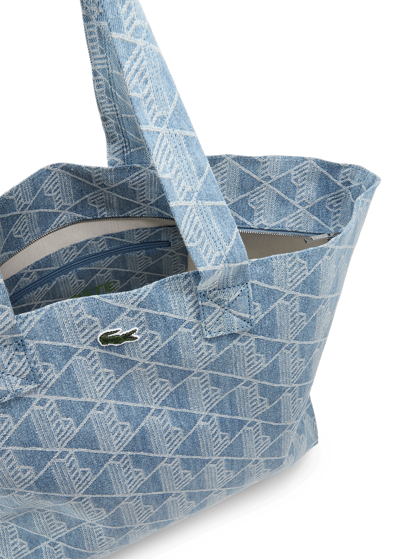 Grand sac cabas Neocroc en denim de coton LACOSTE Bleu