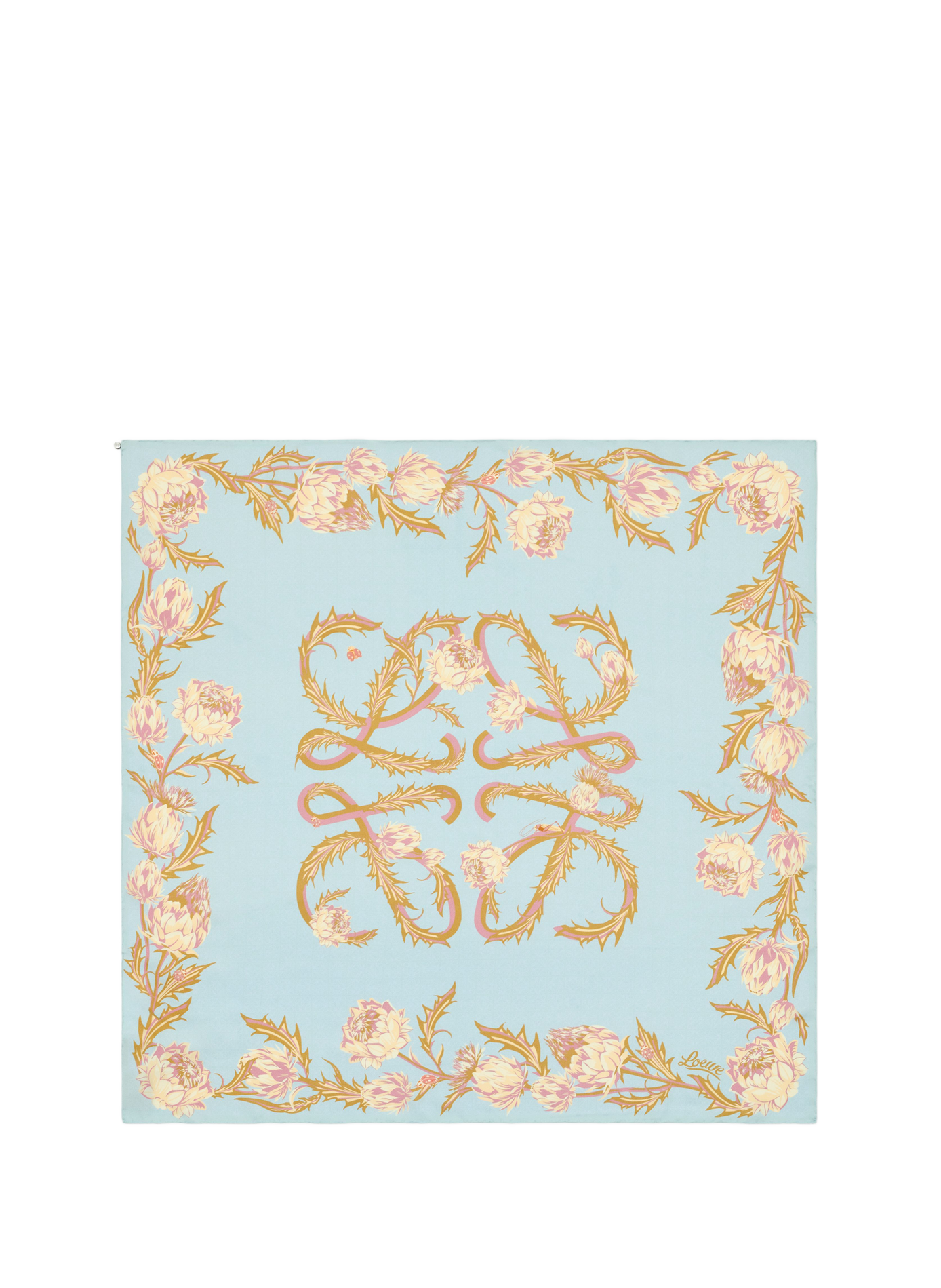 Printed silk twill scarf LOEWE Blue
