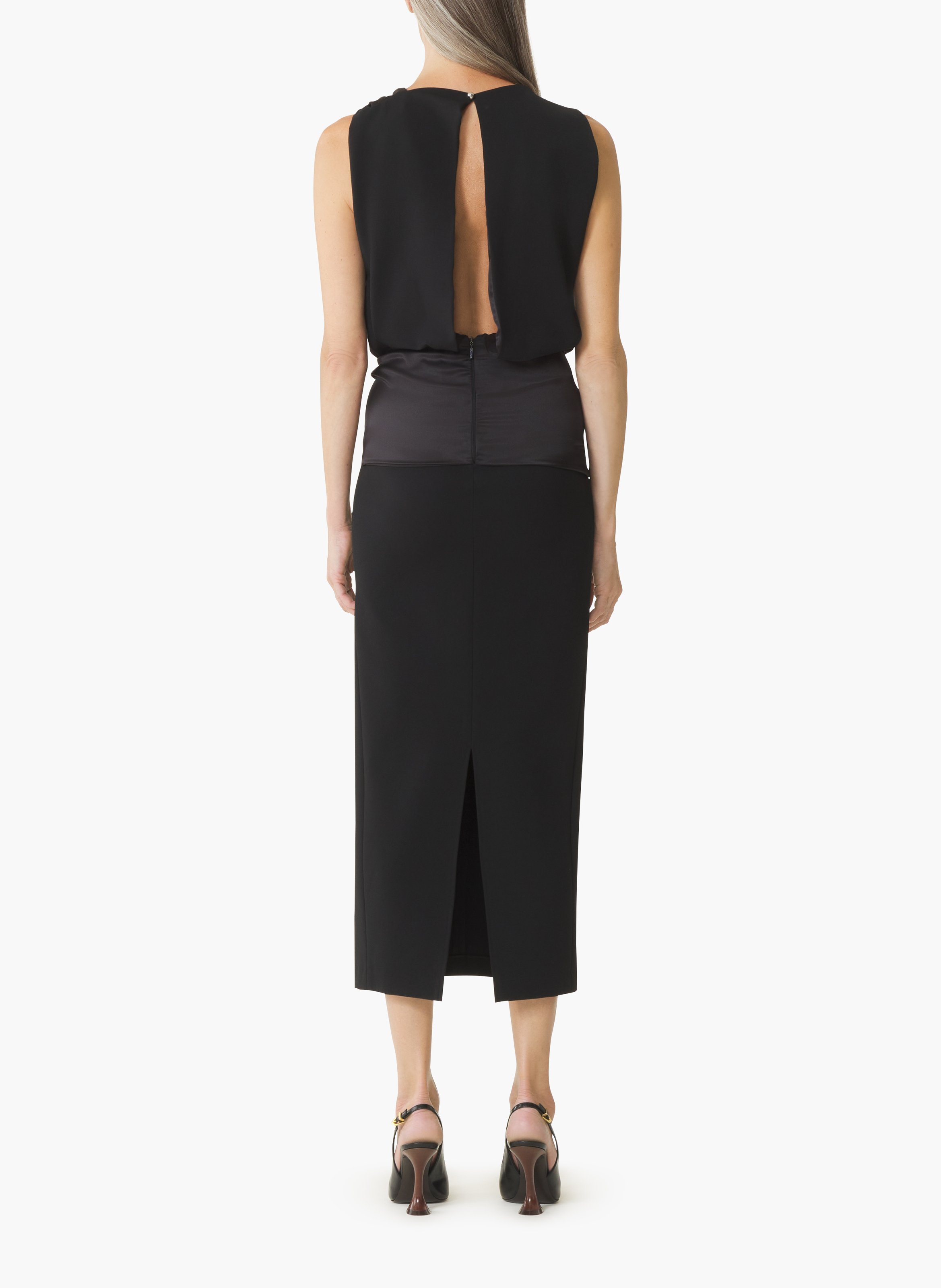 Robe midi en jersey et satin LANVIN Noir