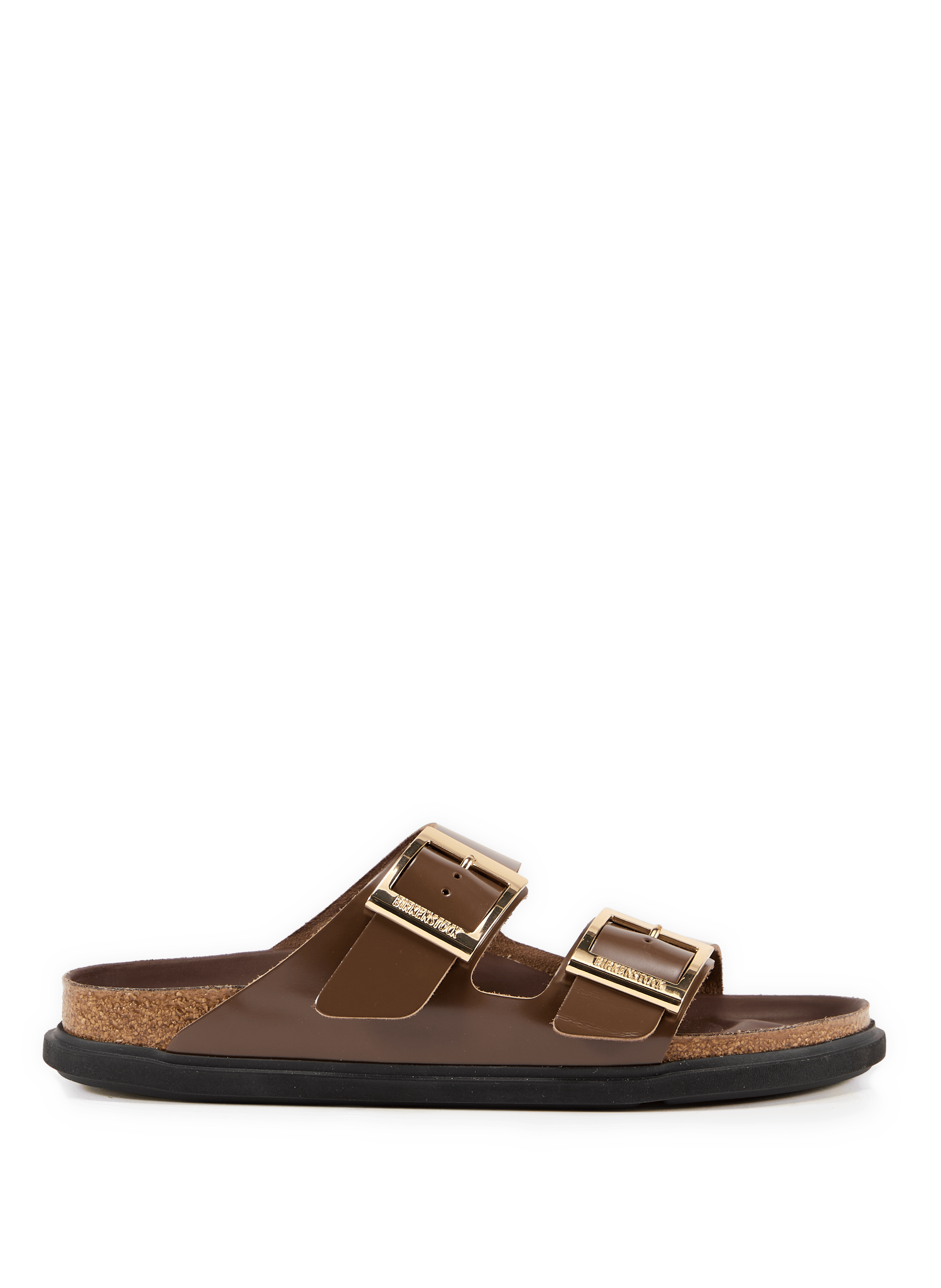 Platte muiltjes Arizona Droplet Buckle van leer BIRKENSTOCK Bruin