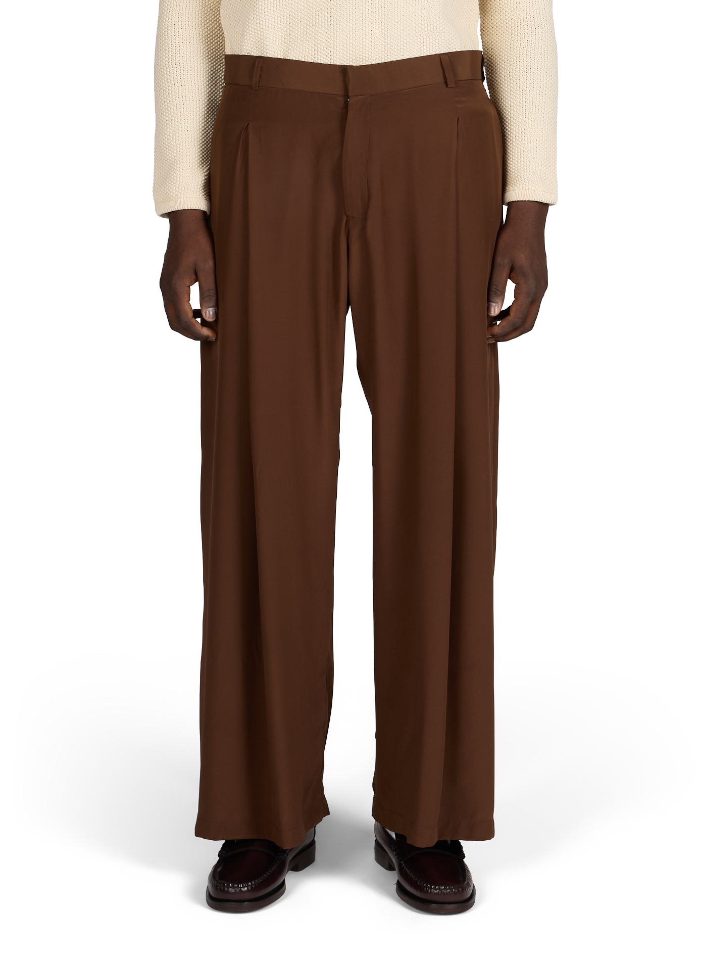 Pantalon large uni CAMPILLO Marron