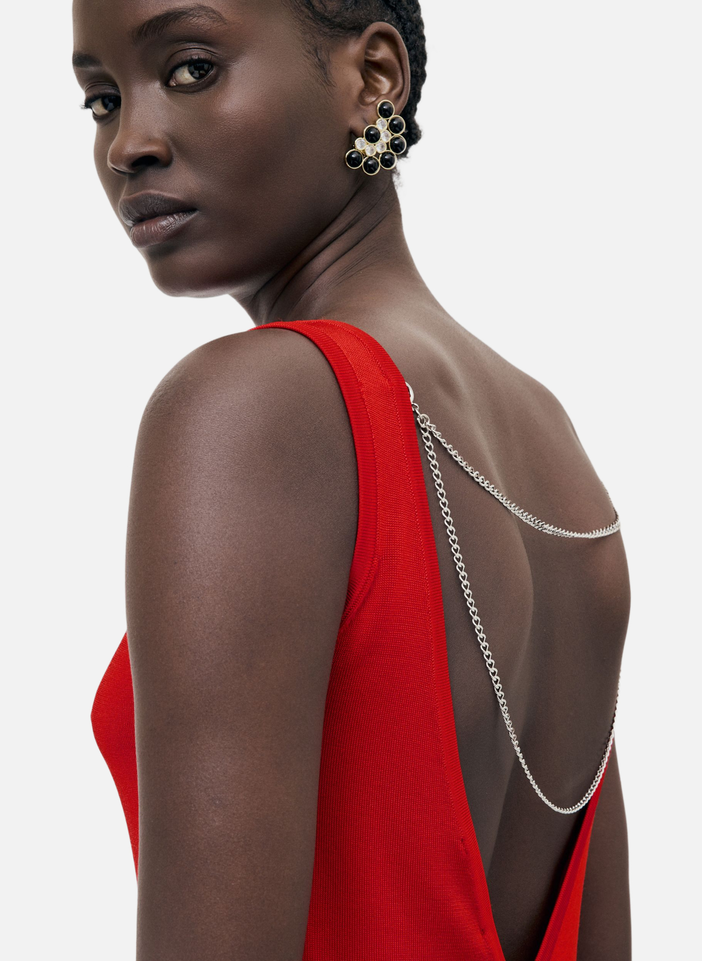 Top en maille avec chaînes THE KOOPLES Rouge