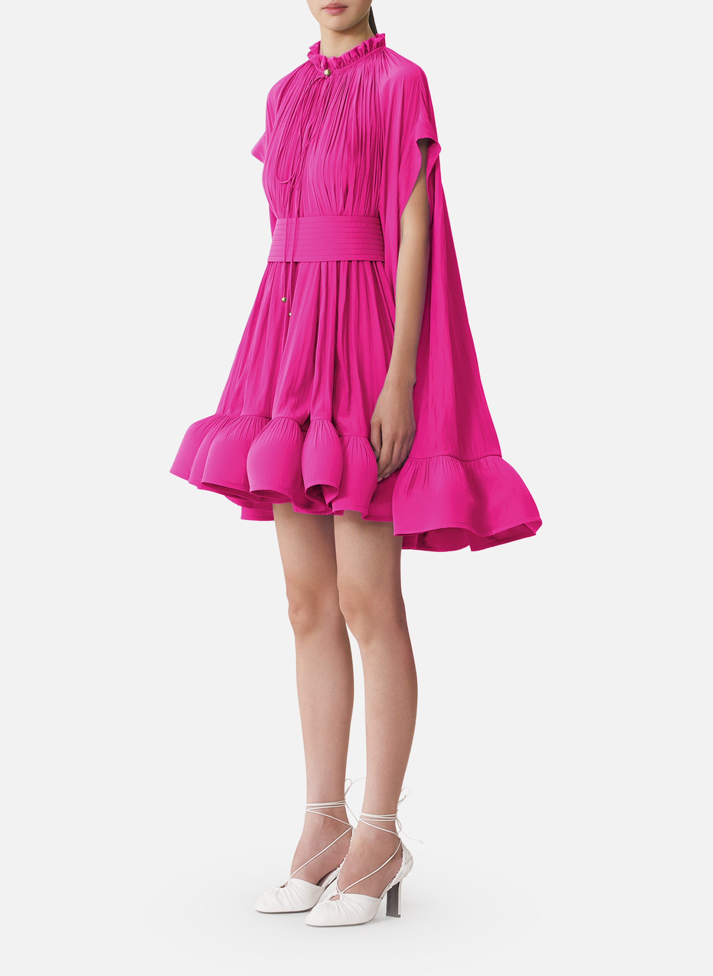 Robe courte en charmeuse LANVIN Rose