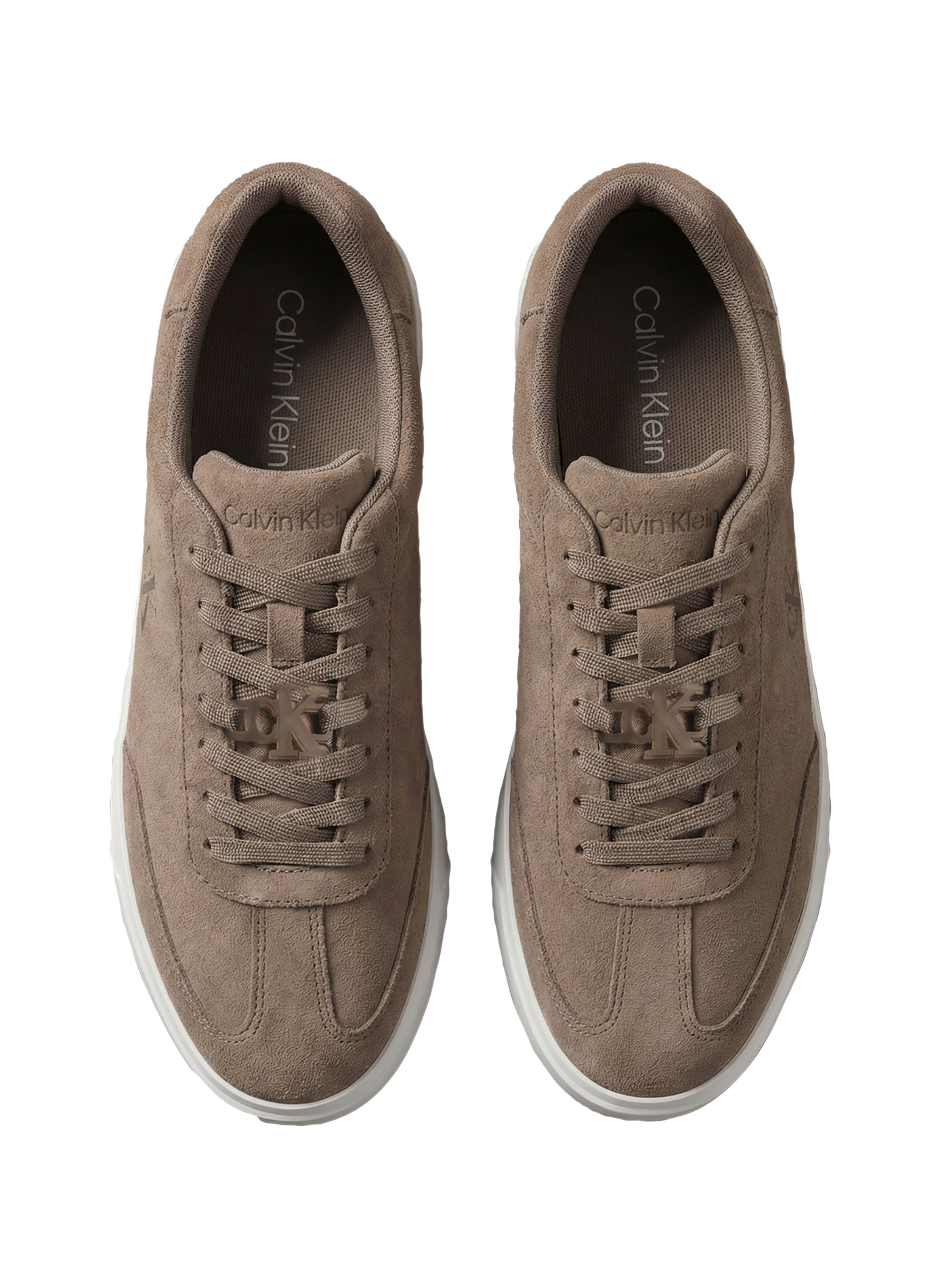 Leather sneakers with embroidered logo CALVIN KLEIN Beige