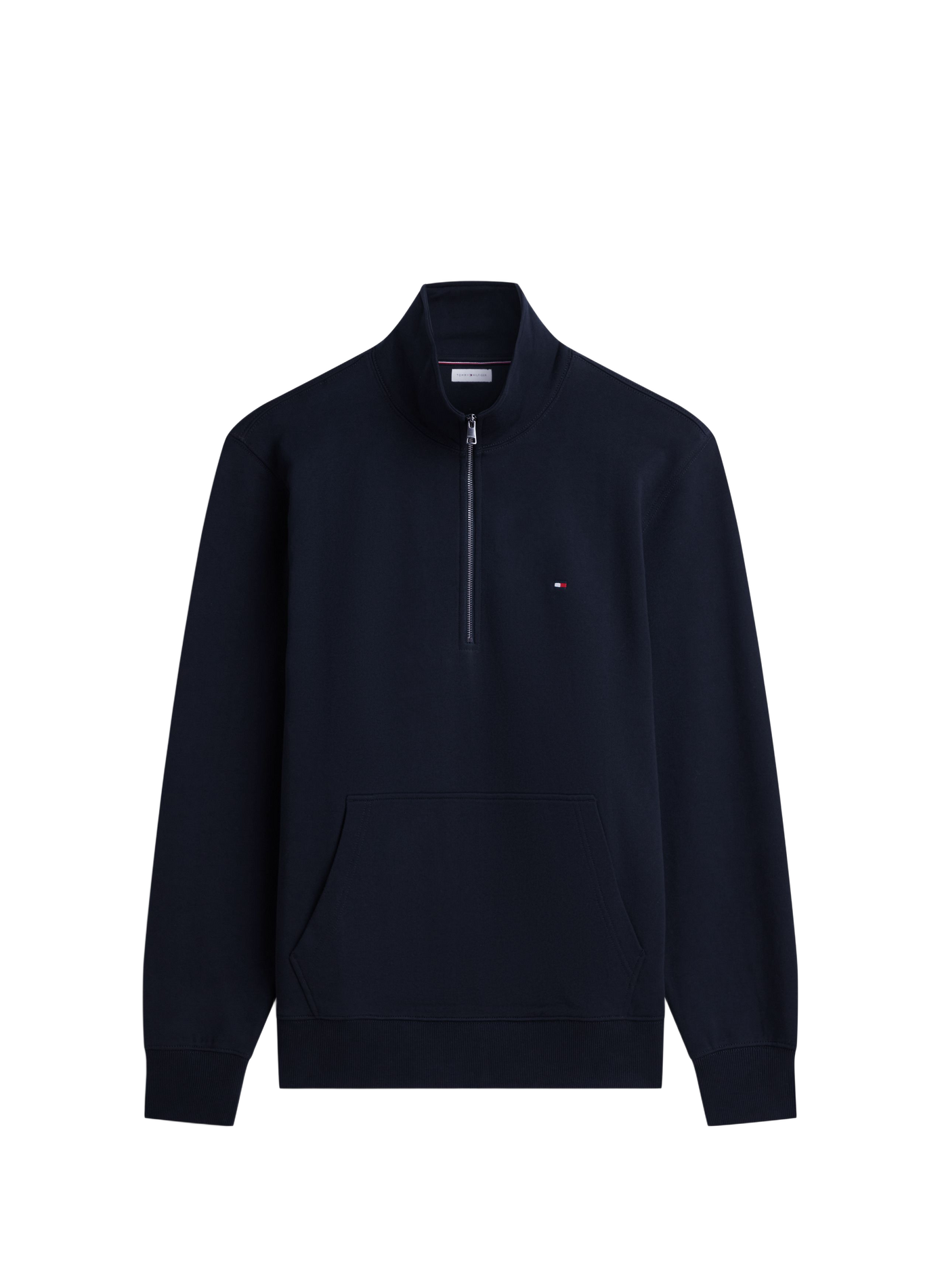 Pull droit à col montant zippé en coton TOMMY HILFIGER Bleu