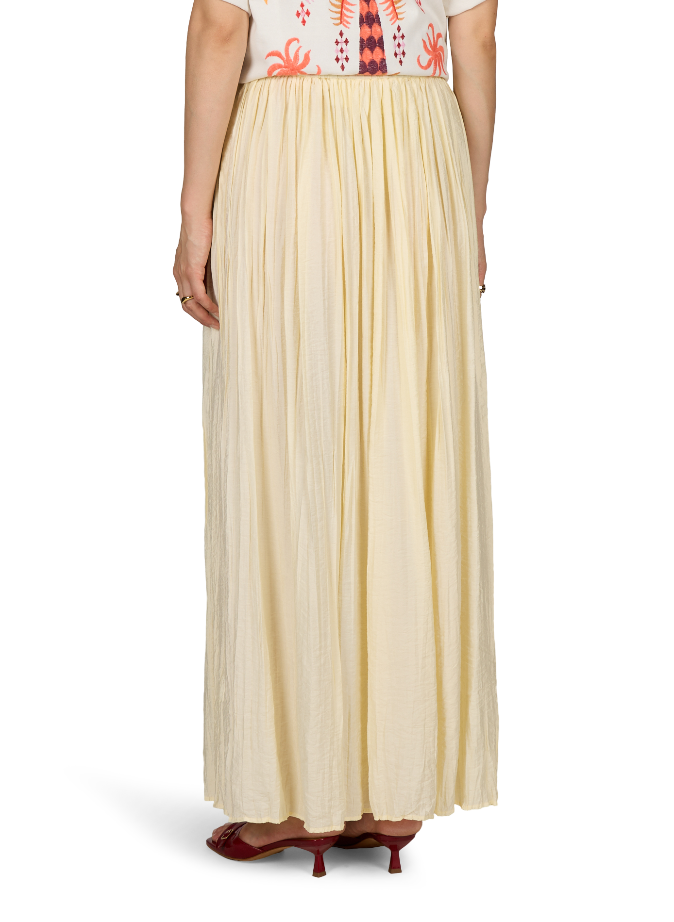 Jupe patineuse plissée TOPSHOP Beige