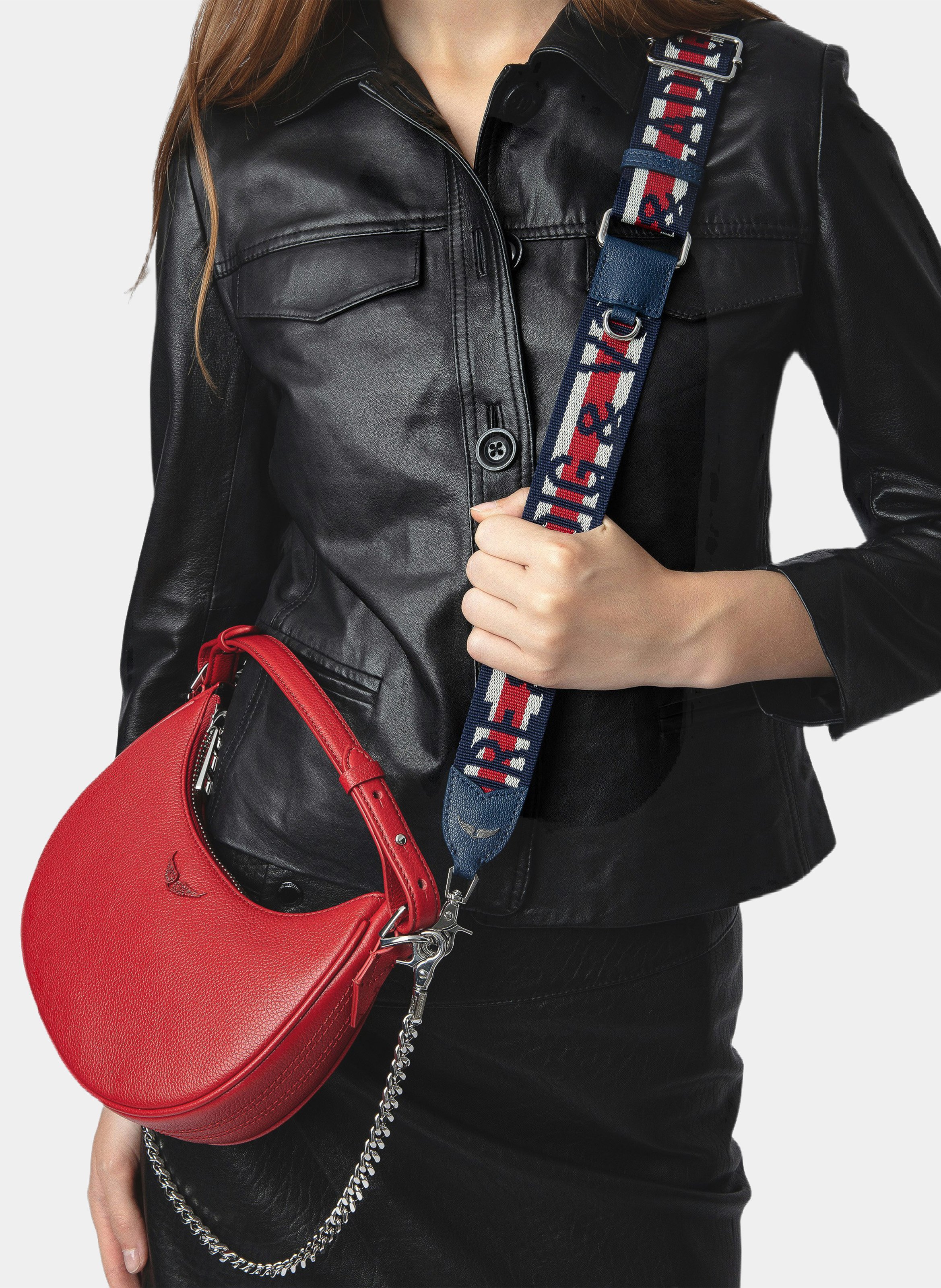 Bandoulière en cuir imprimée ZADIG&VOLTAIRE Rouge