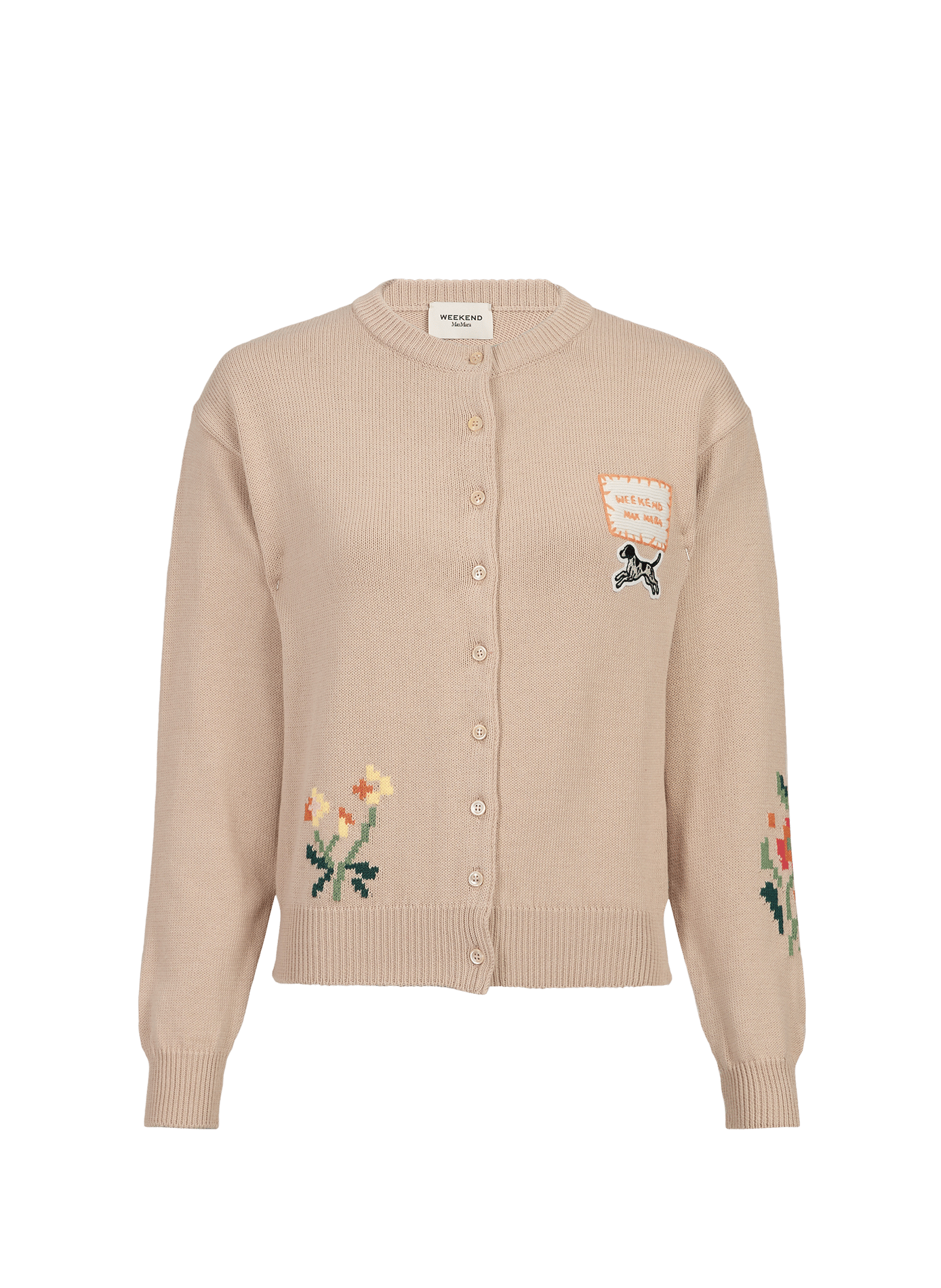 Straight round neck cardigan embroidered in a cotton blend MAX MARA WEEK END No color