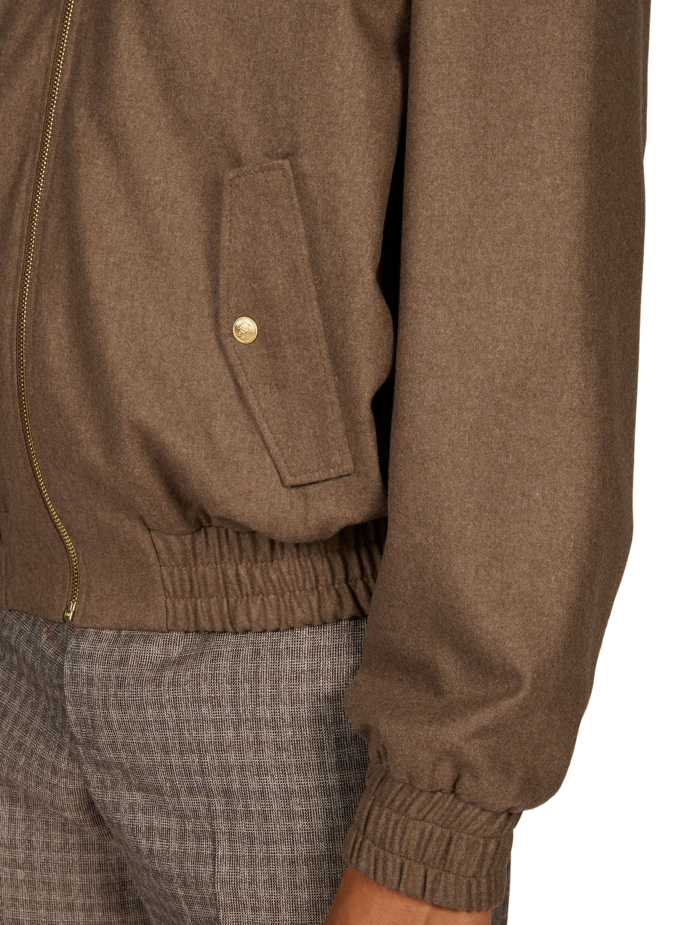 Veste zippée unie en laine mélangée DROLE DE MONSIEUR Marron
