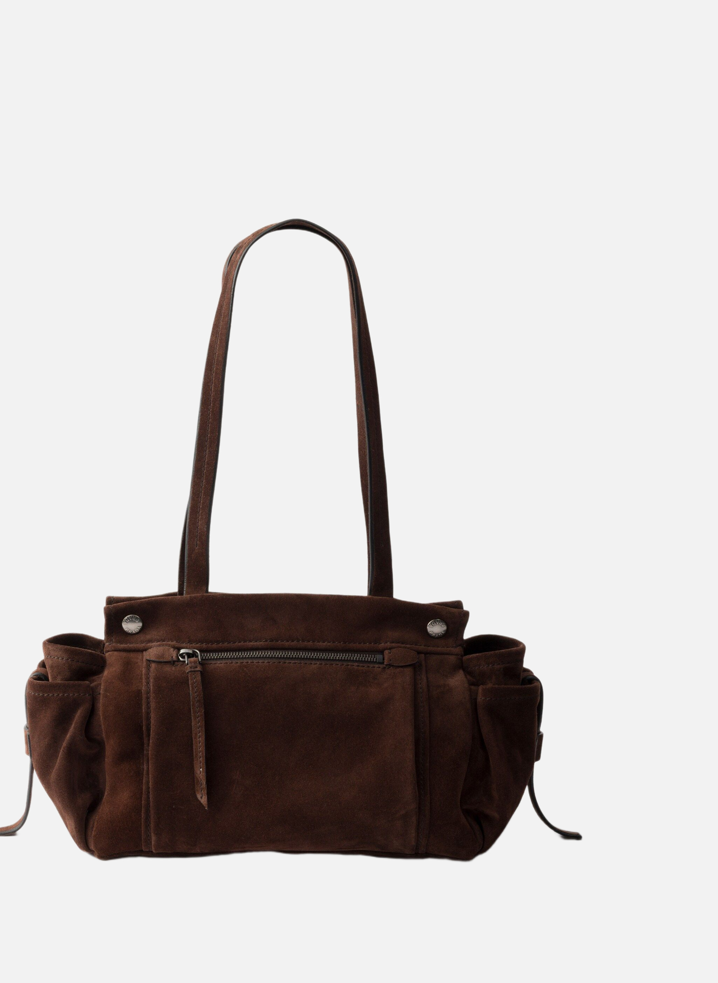 Cabas en veau velours PRADA Marron