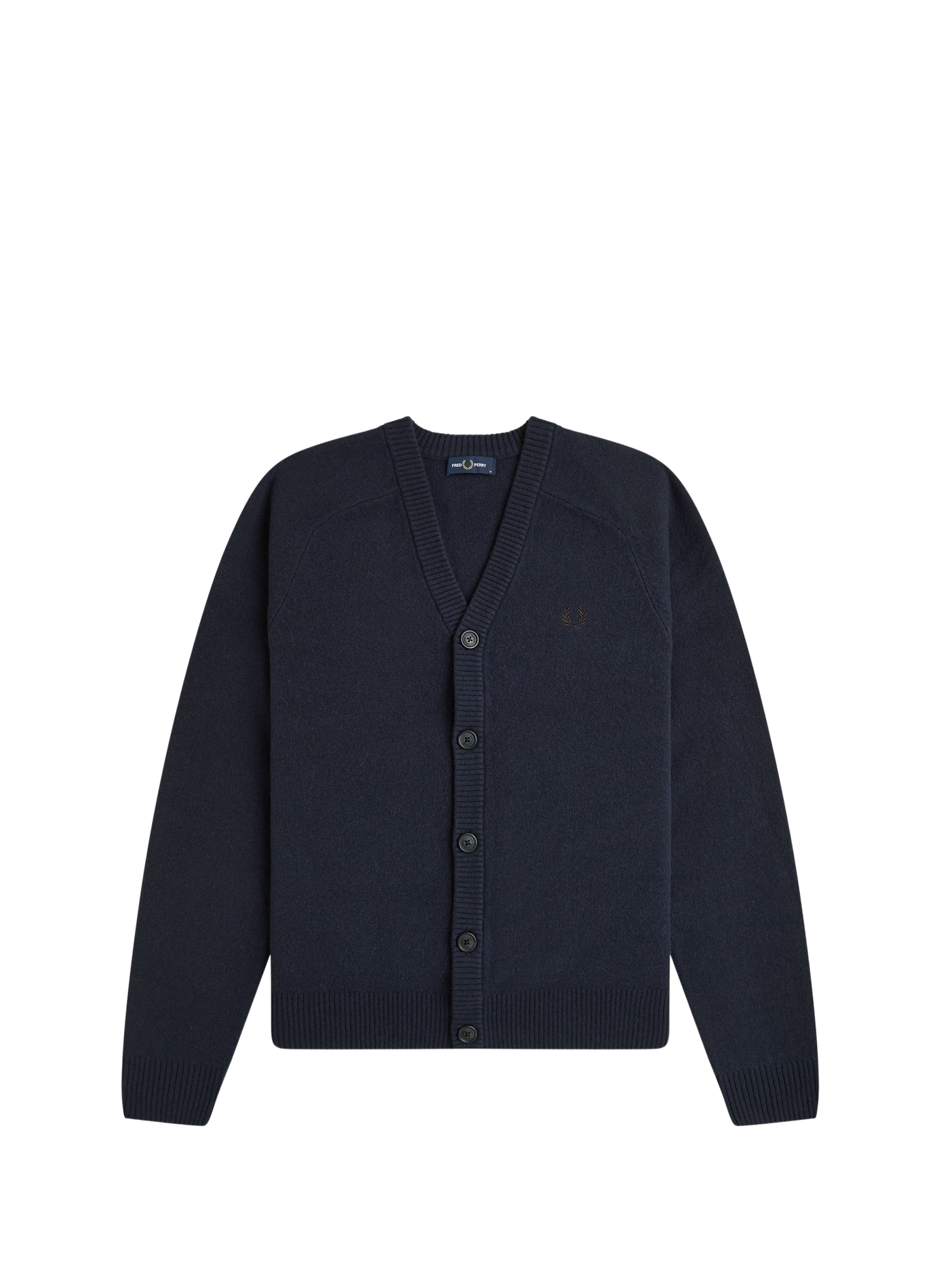Gerade geschnittene Strickjacke mit V-Ausschnitt aus Wolle FRED PERRY Blau