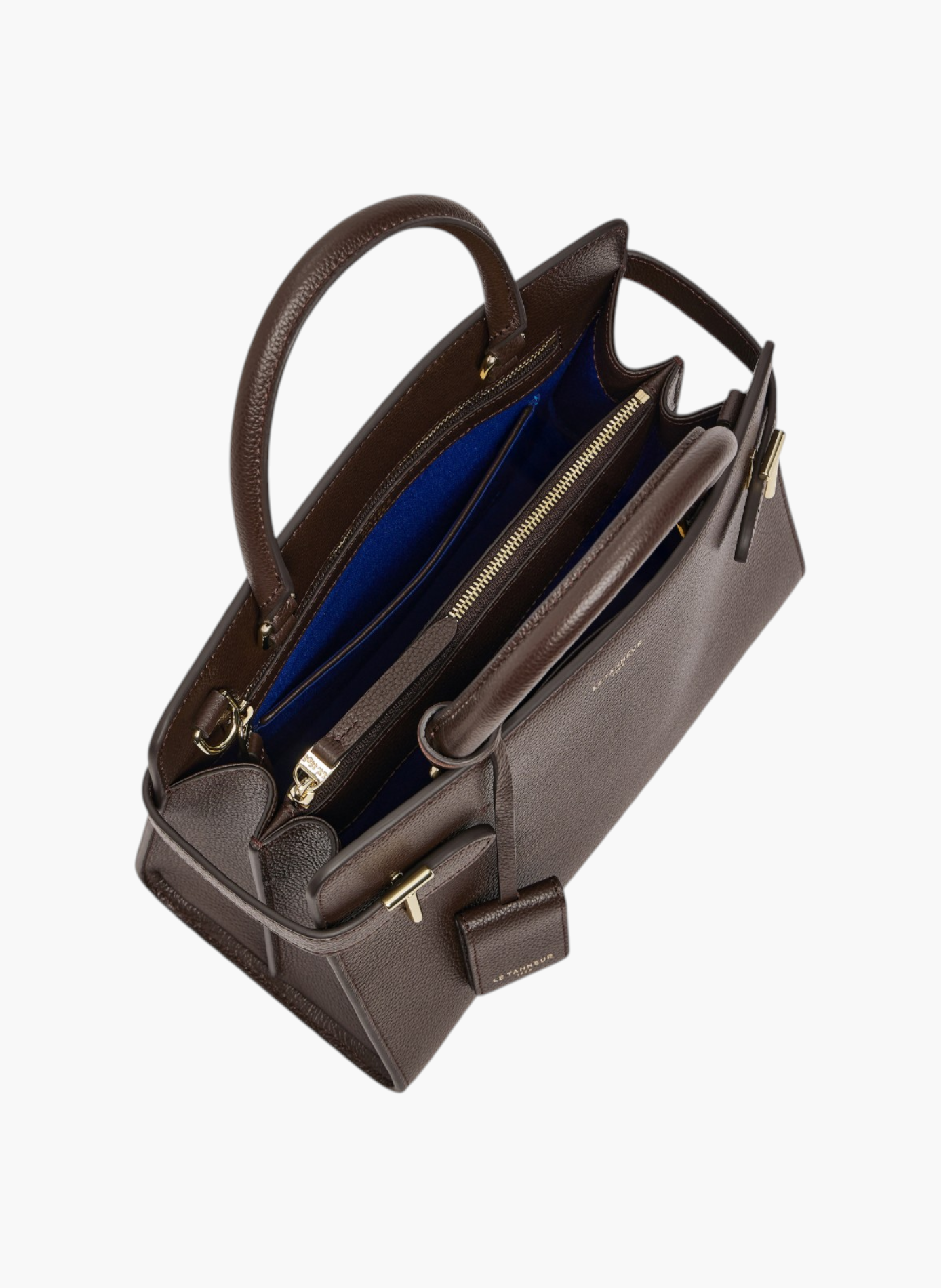 Sac à main moyen modèle emilie en cuir grainé LE TANNEUR Marron