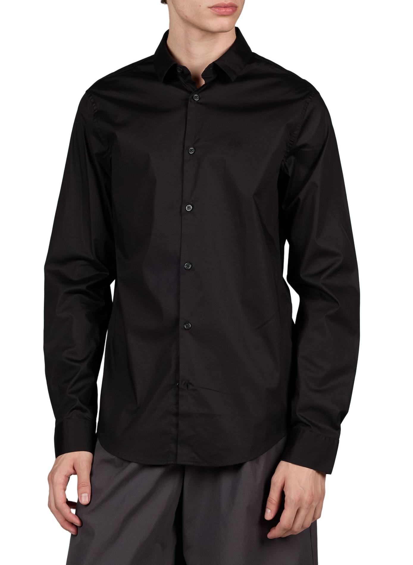 Hemd mit klassischem Kragen aus Baumwollmischung ARMANI EXCHANGE Schwarz
