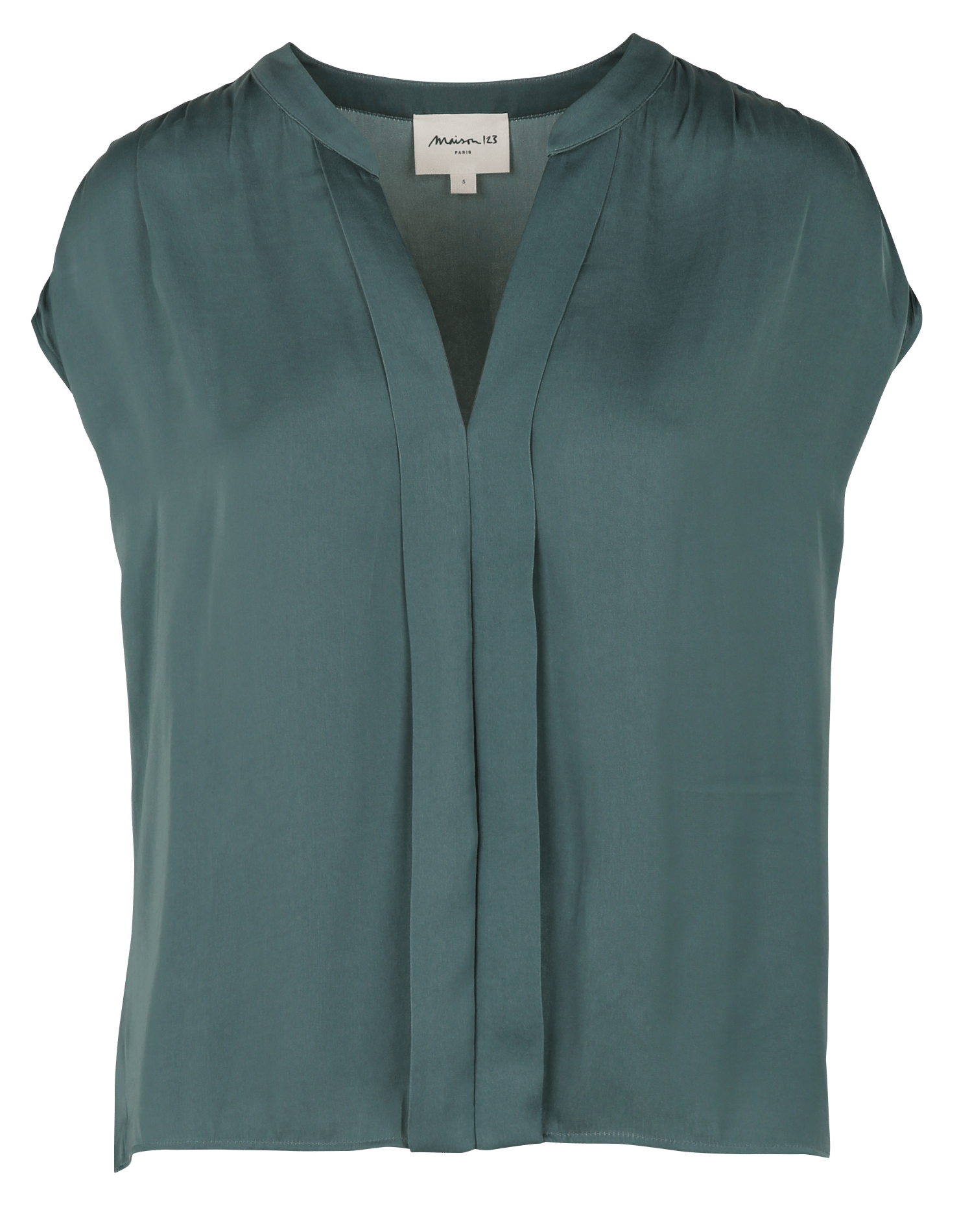 Top oversize col v satiné miss MAISON 123 Bleu