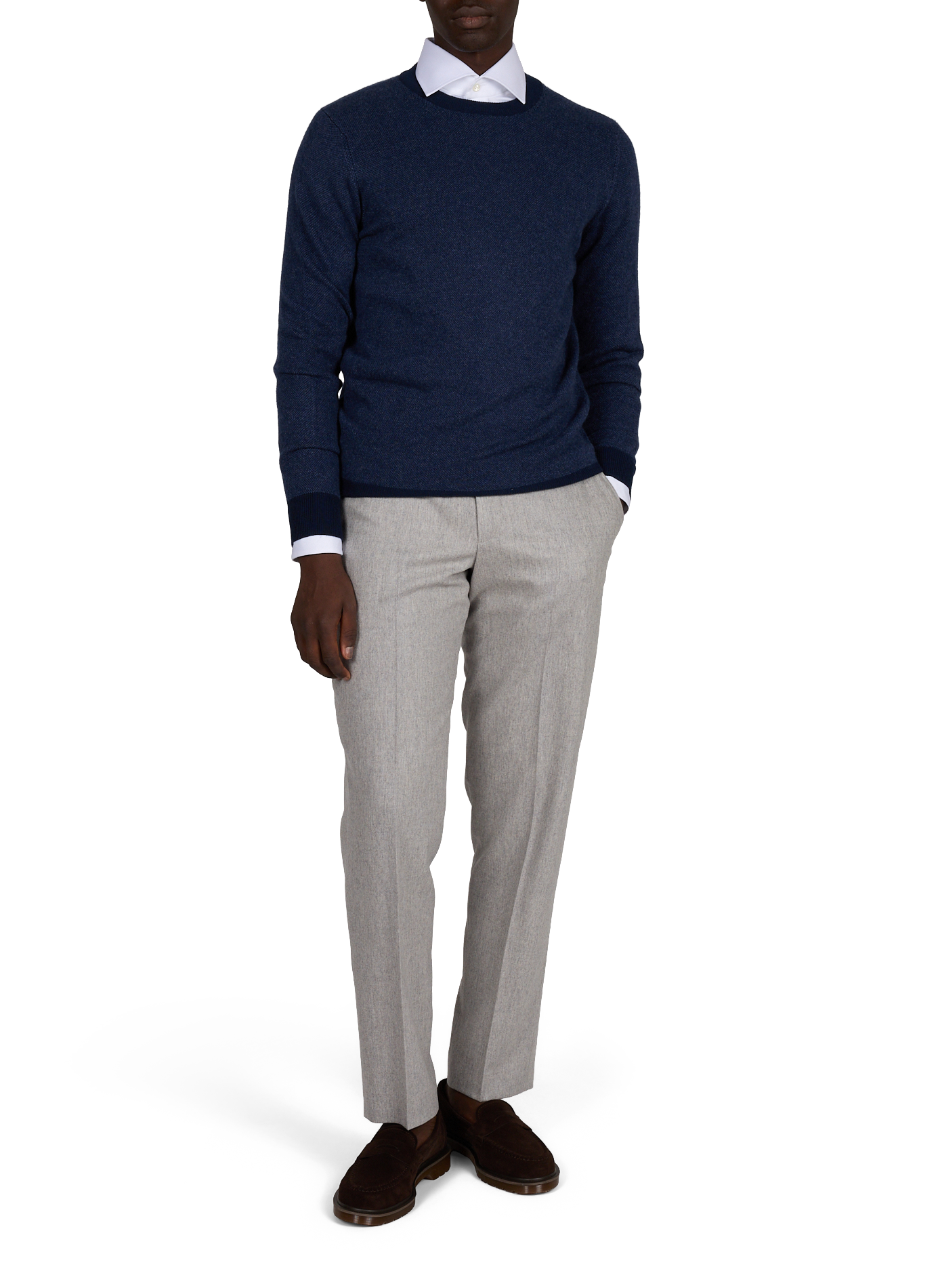 Pantalon à pinces en laine vierge PT01 Gris