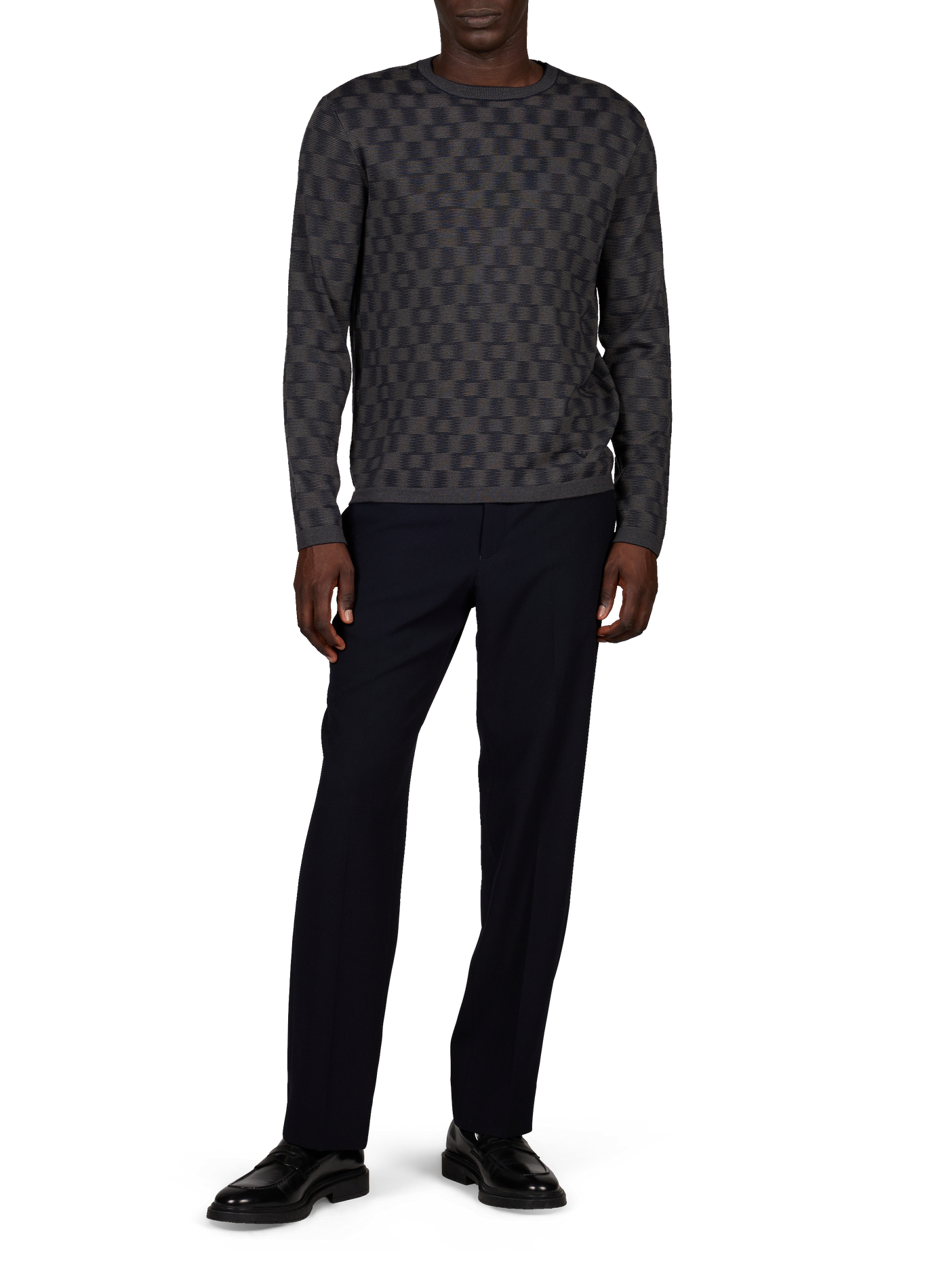 Textured straight-leg pants EMPORIO ARMANI Grey
