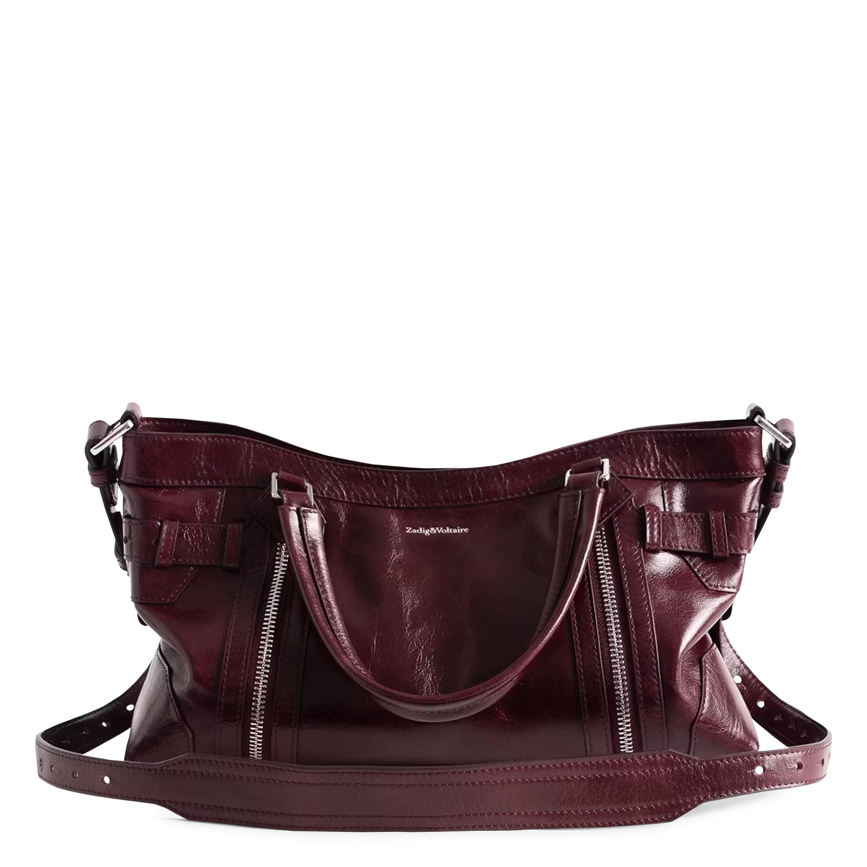 Sac bandoulière en cuir skull keyring ZADIG&VOLTAIRE Violet