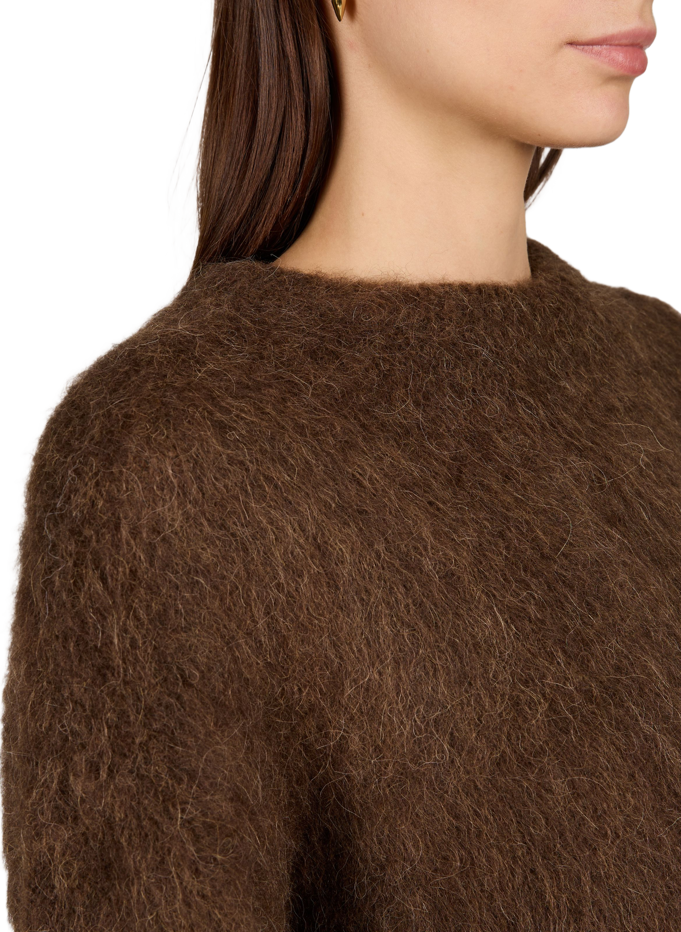 Oversized round neck sweater OBJECT Brown