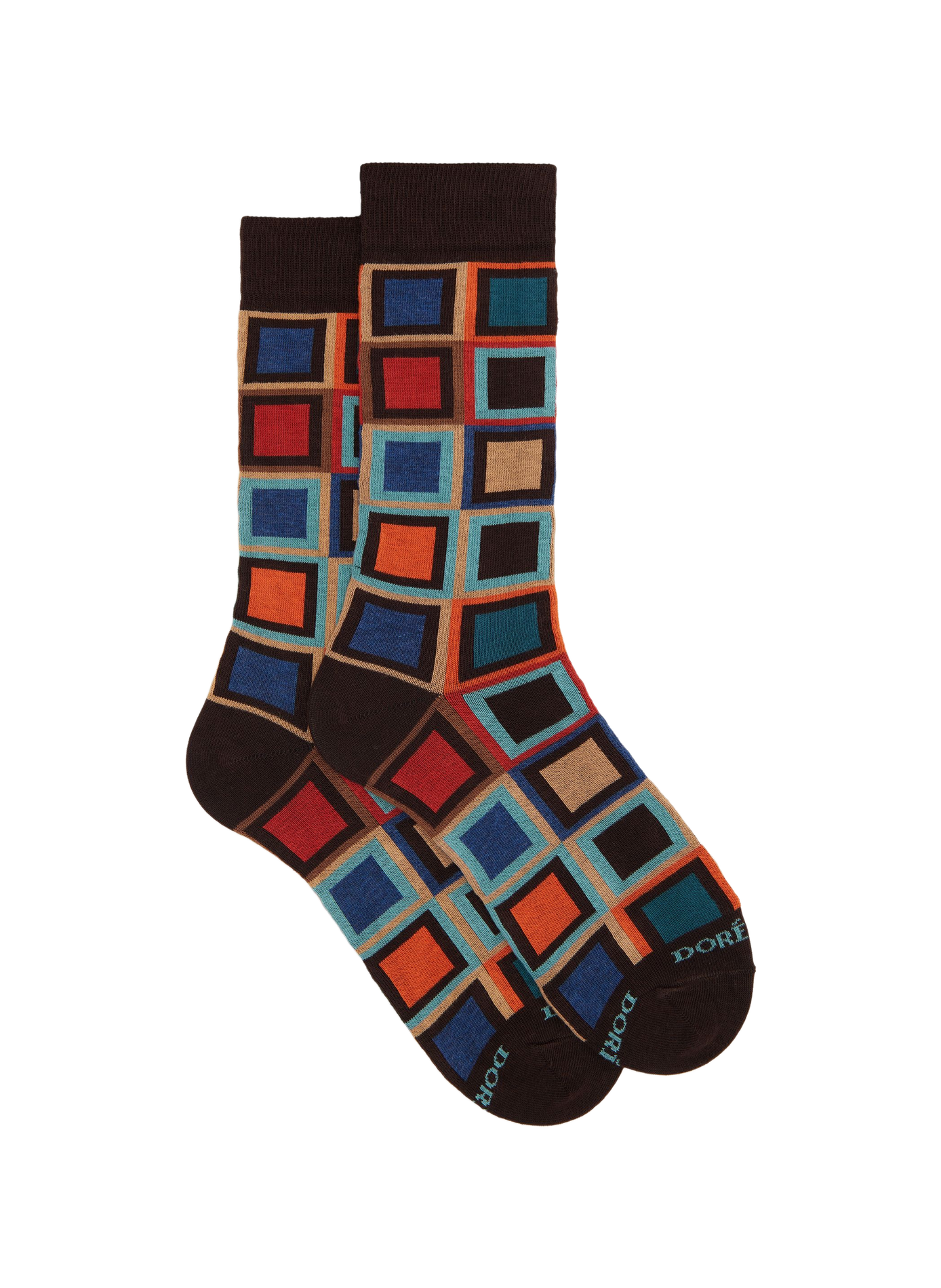 Halbhohe karierte Baumwollmischsocken DORÉ DORÉ Braun