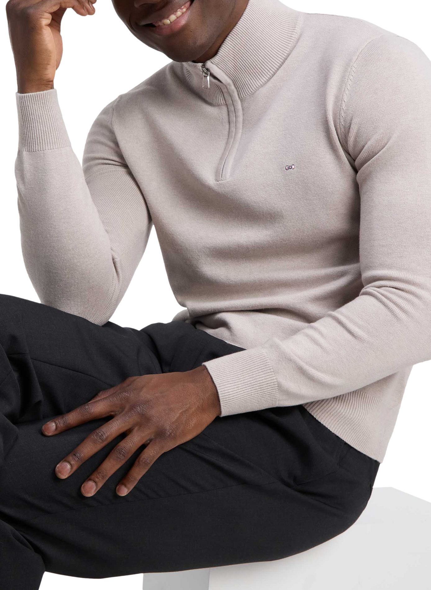 Zip-Up High-Neck Sweater in Wool Blend | Grey EDEN PARK Men