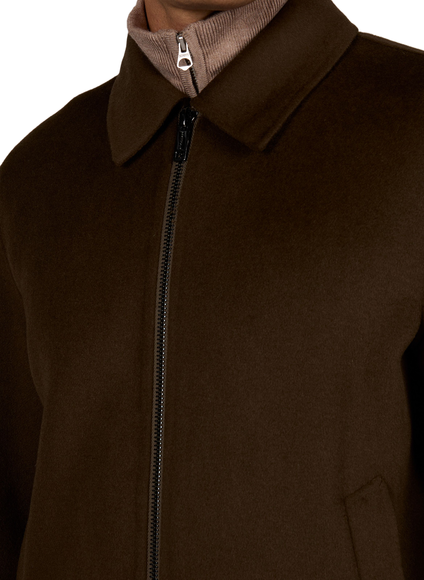 Blouson droit zippé en laine mélangée STRELLSON Marron
