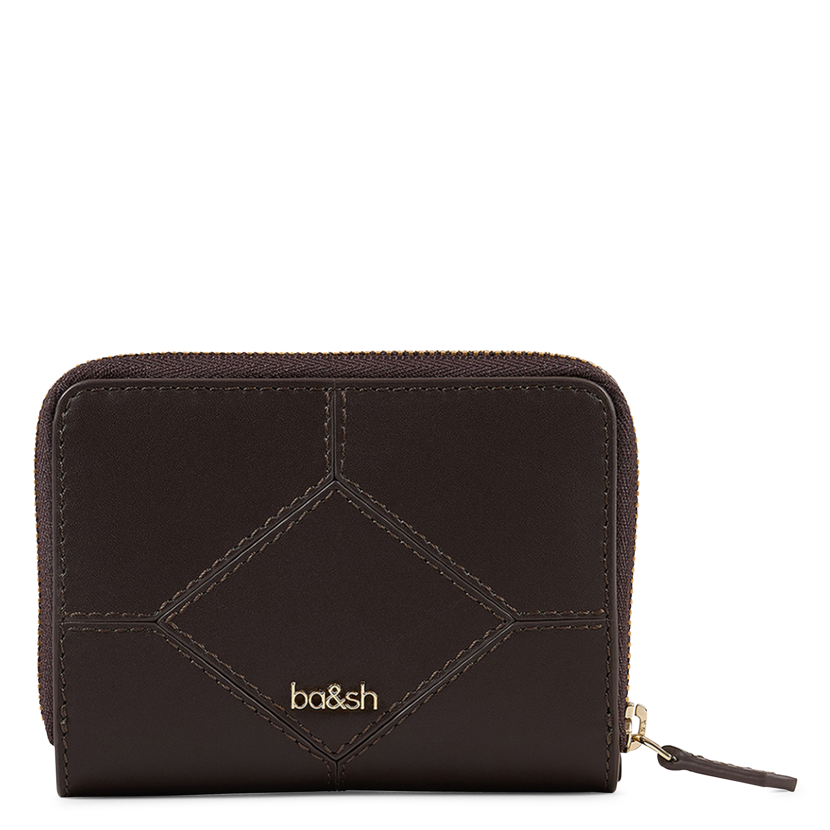 Portefeuille uni en cuir bifold BA&SH Marron