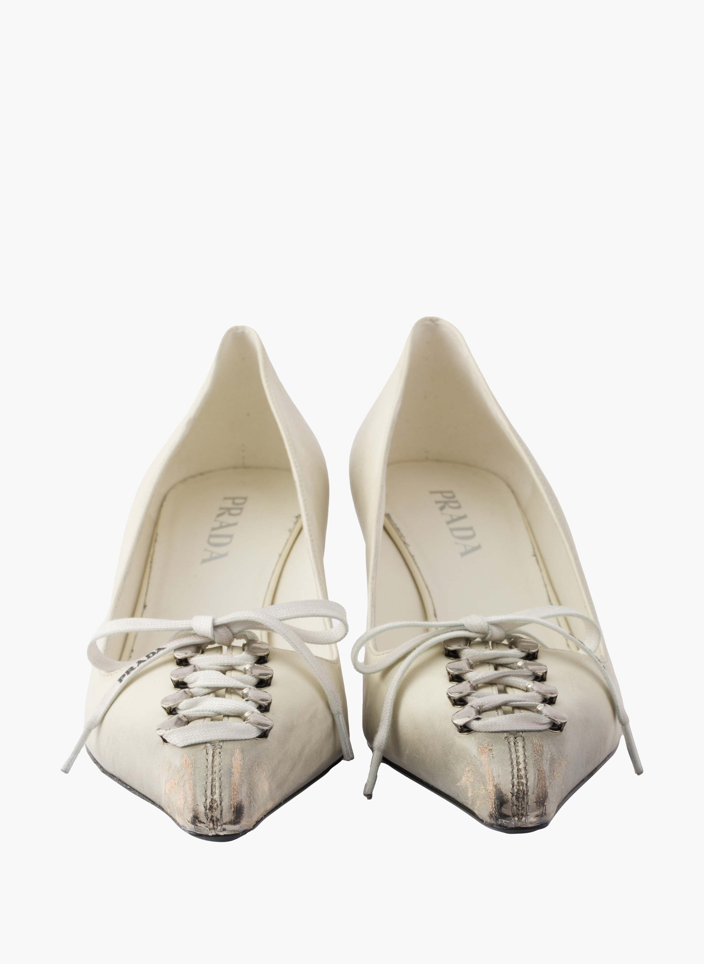 Escarpins en cuir vieilli PRADA Beige