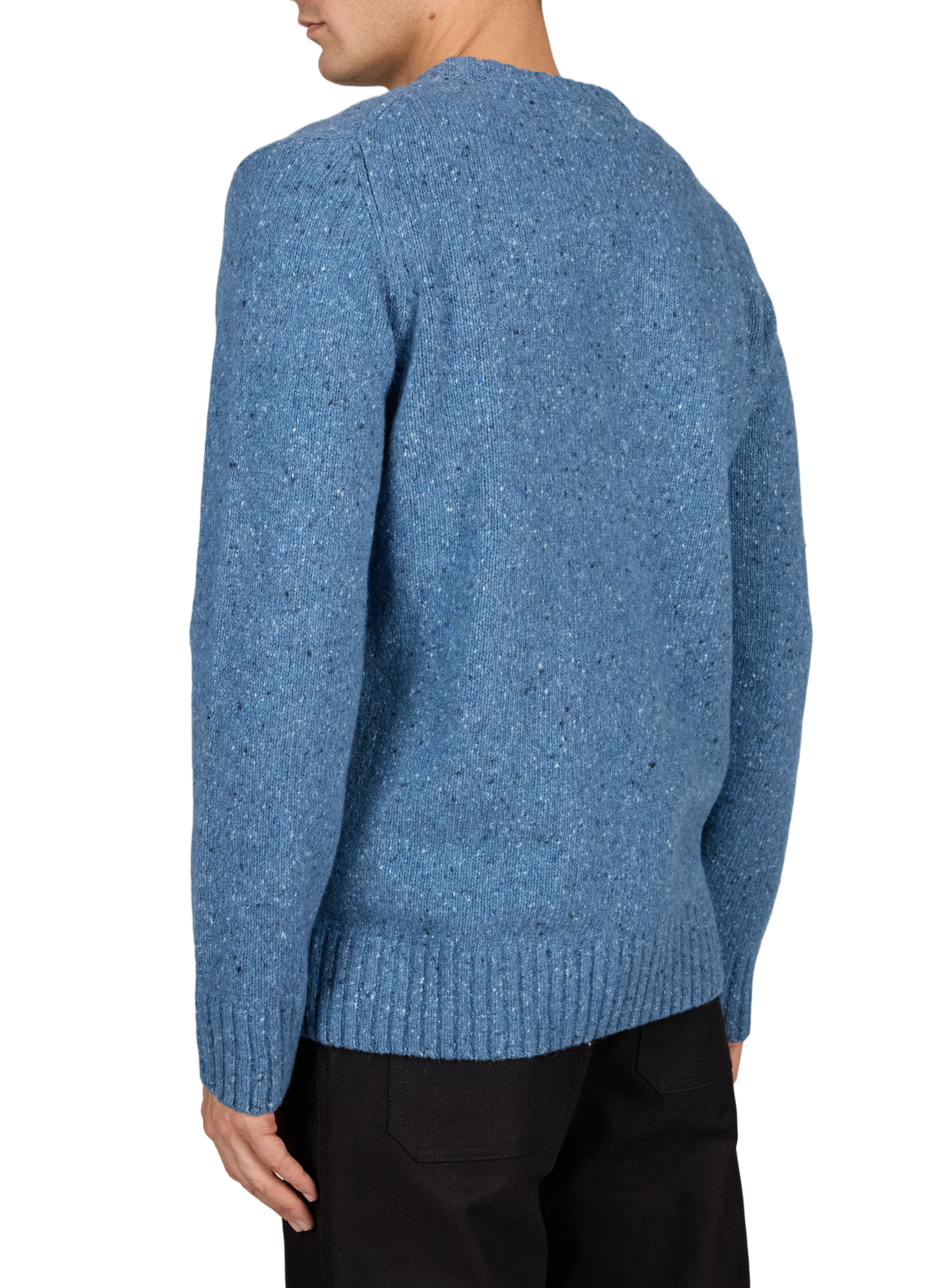 Pull col rond droit moucheté en laine mélangée LAFAURIE Bleu