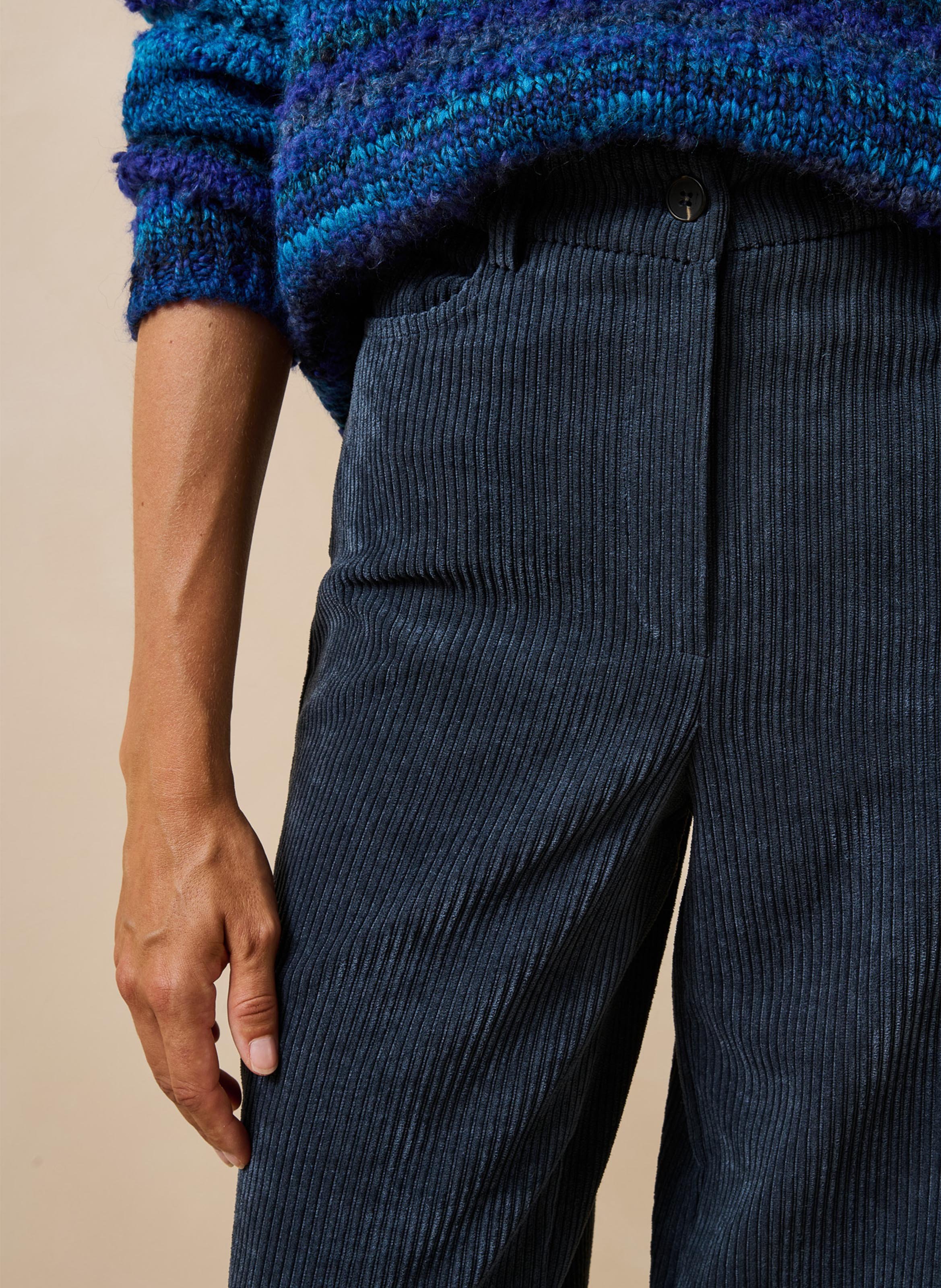 Wijde ribfluwelen broek LA FEE MARABOUTEE Blauw