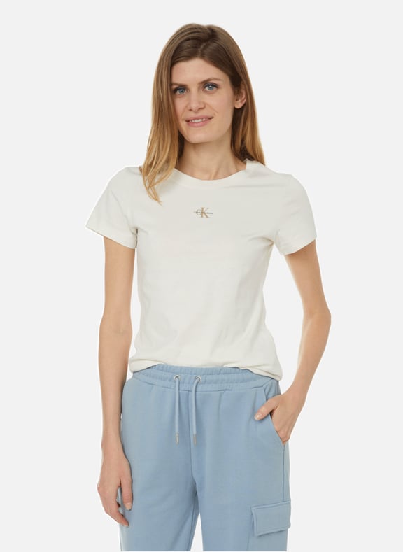 T-shirt cintré en coton organique Blanc by CALVIN KLEIN CALVIN KLEIN T-shirt cintré en coton organique Blanc