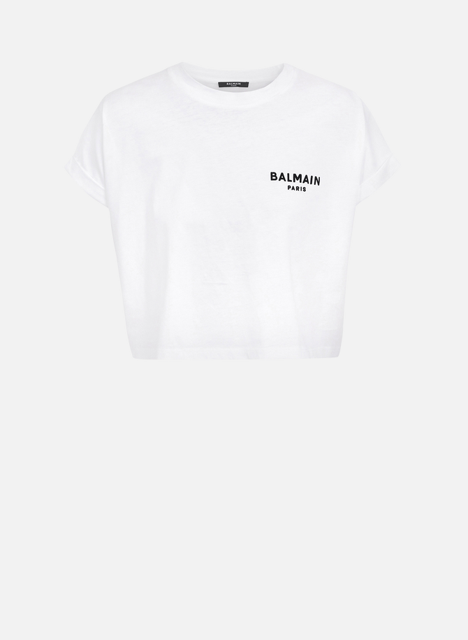 T-shirt court en coton floqué petit logo balmain BALMAIN