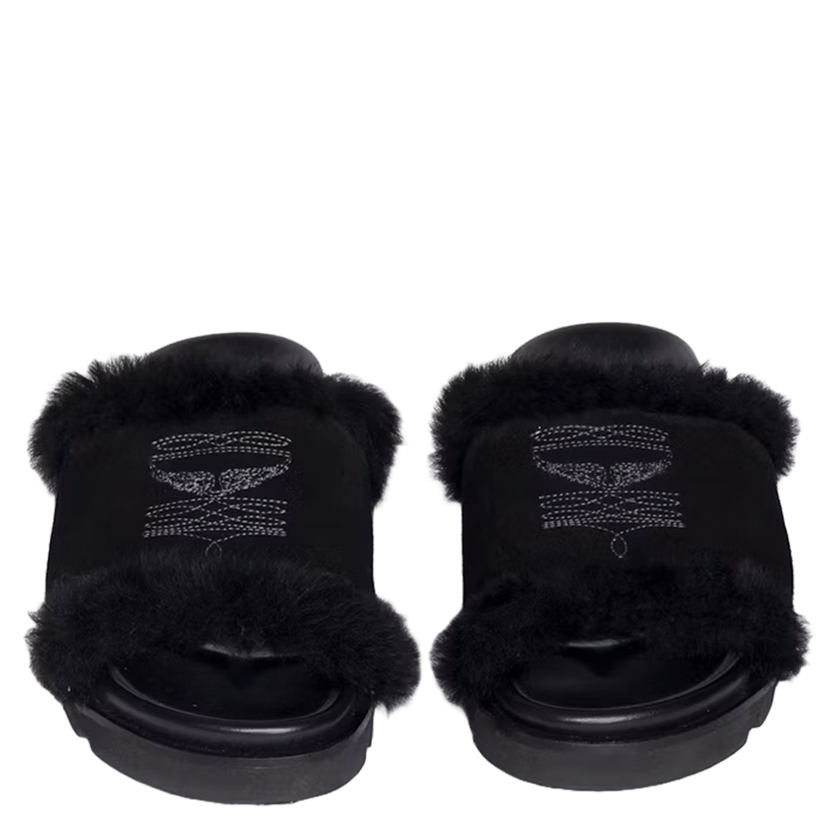 Mules en cuir velours teddy ZADIG&VOLTAIRE Noir