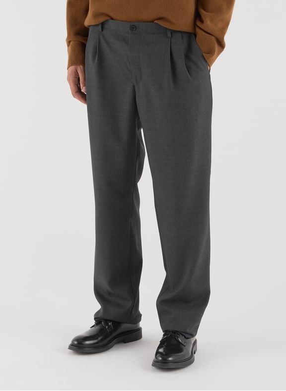 Wide leg wool trousers Grey by SAISON 1865 SAISON 1865 Wide leg wool trousers Grey