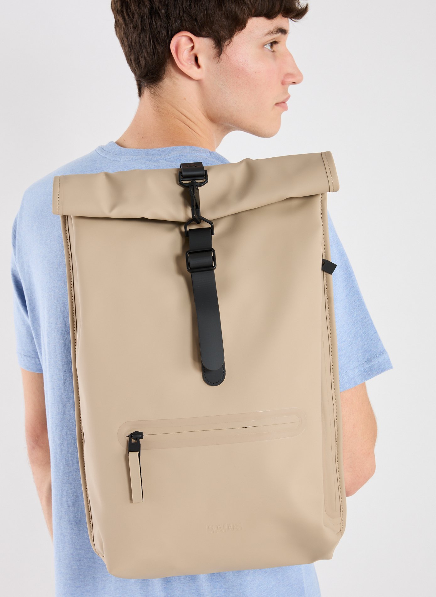 Sac à dos Rolltop RAINS Beige