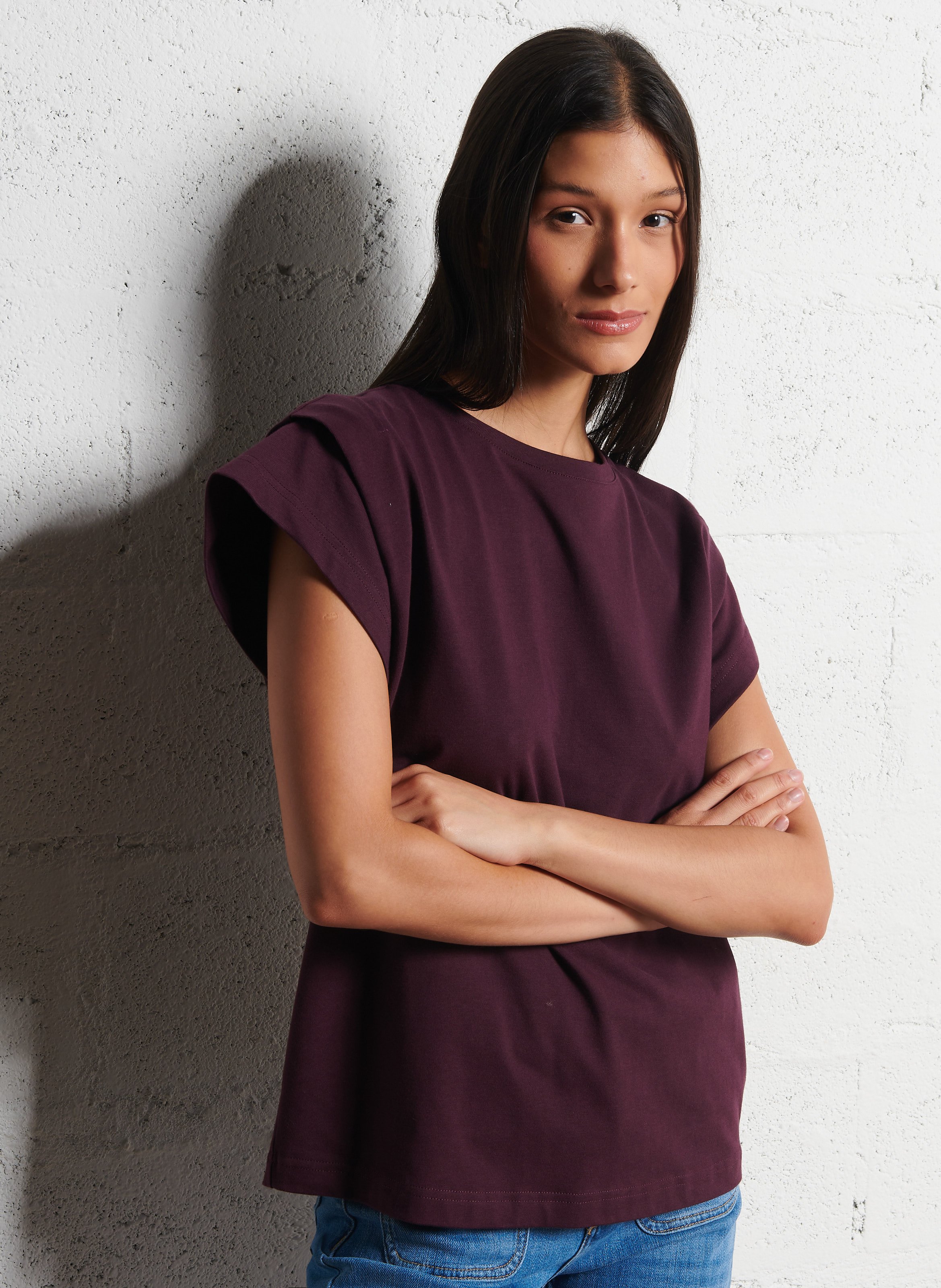 Tee-shirt droit manches courtes pio BA&SH Violet