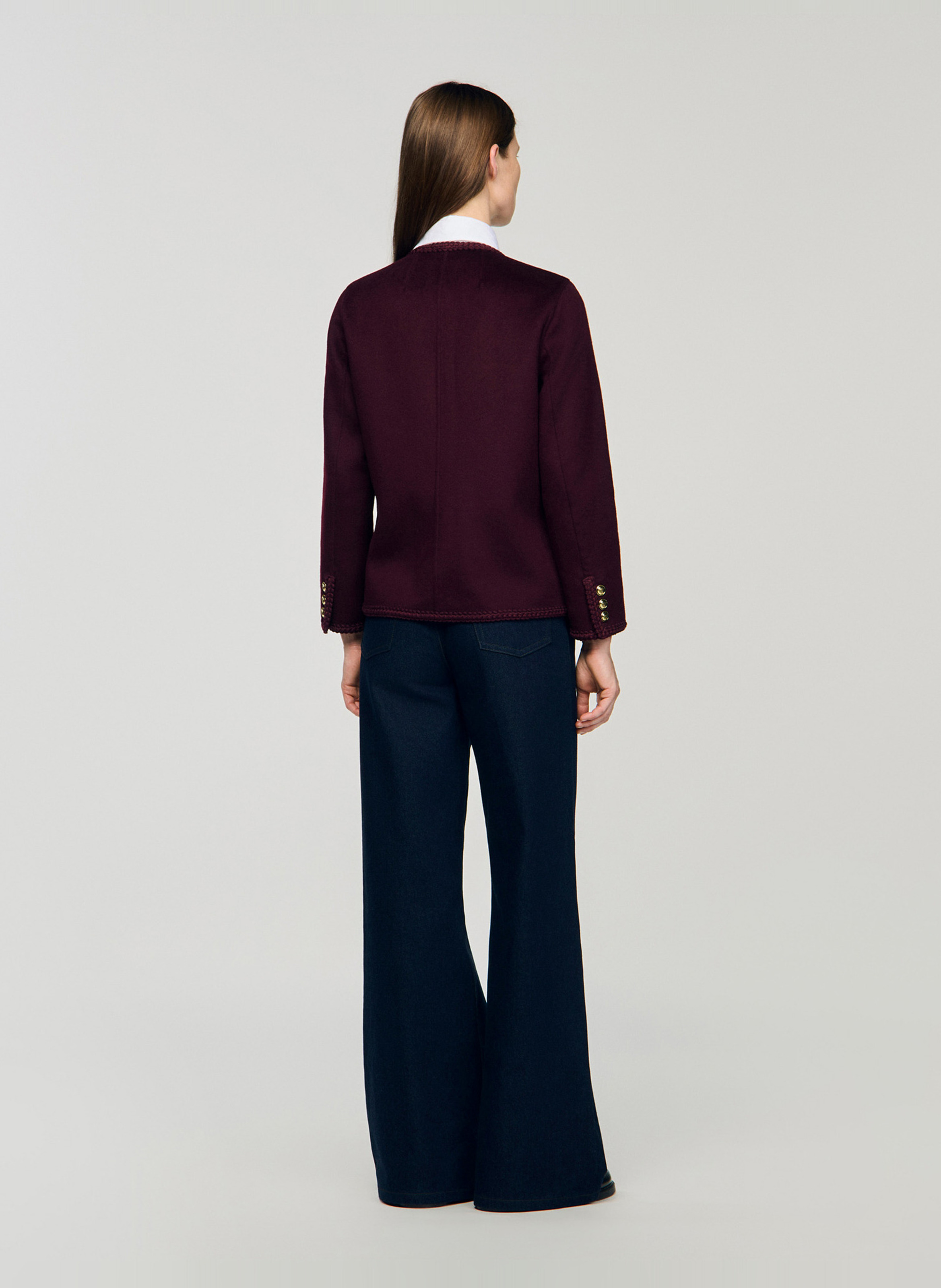 Manteau droit en laine mélangée SANDRO Rouge