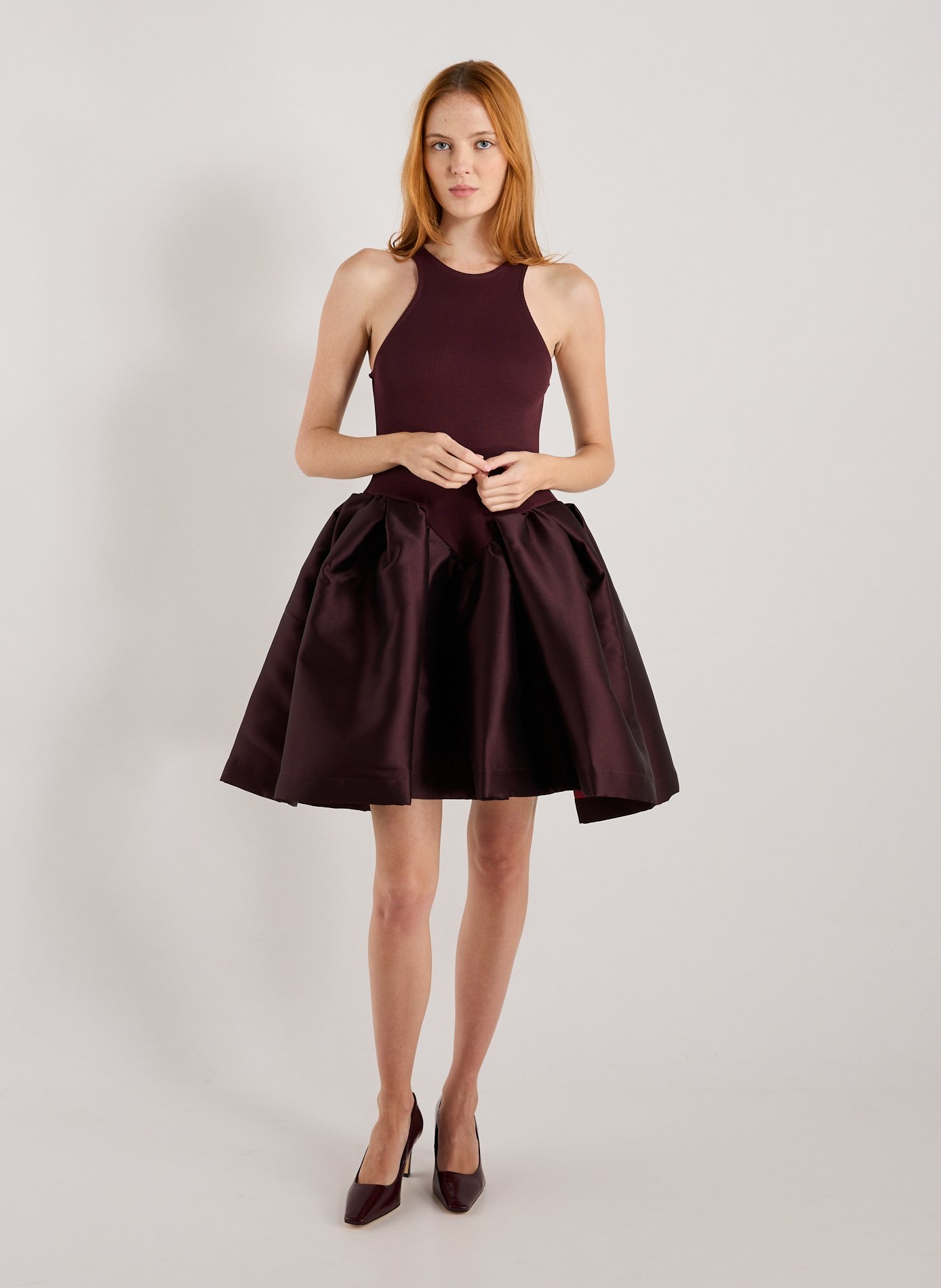 MARQUES ALMEIDA Puffy midi dress in blended cotton Red
