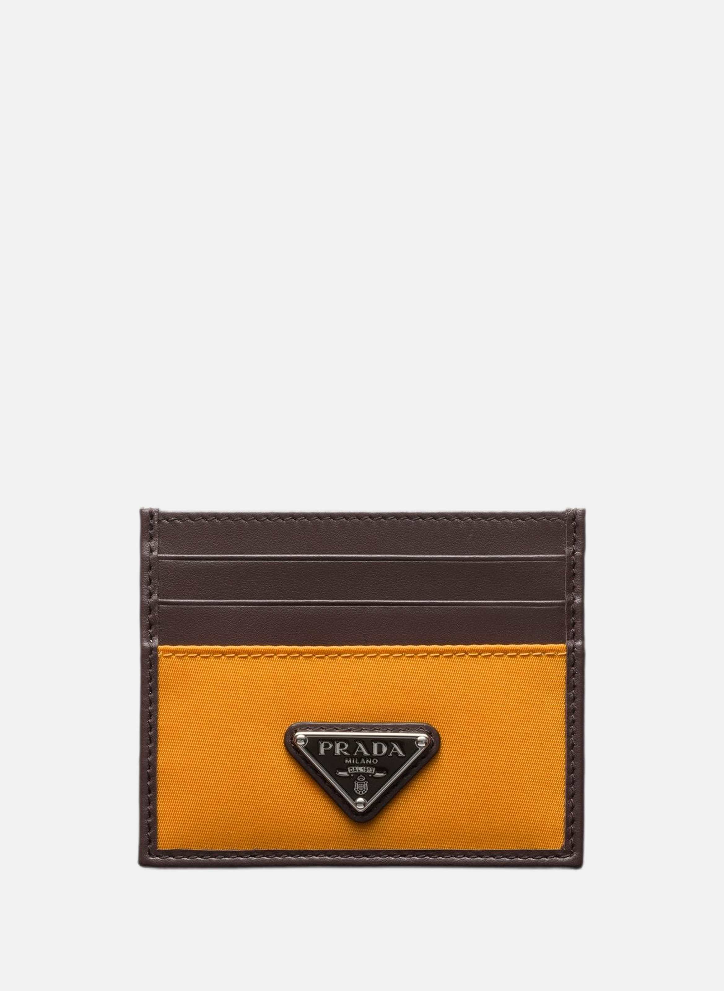 Porte-cartes prada speedrock en re-nylon et cuir PRADA Orange