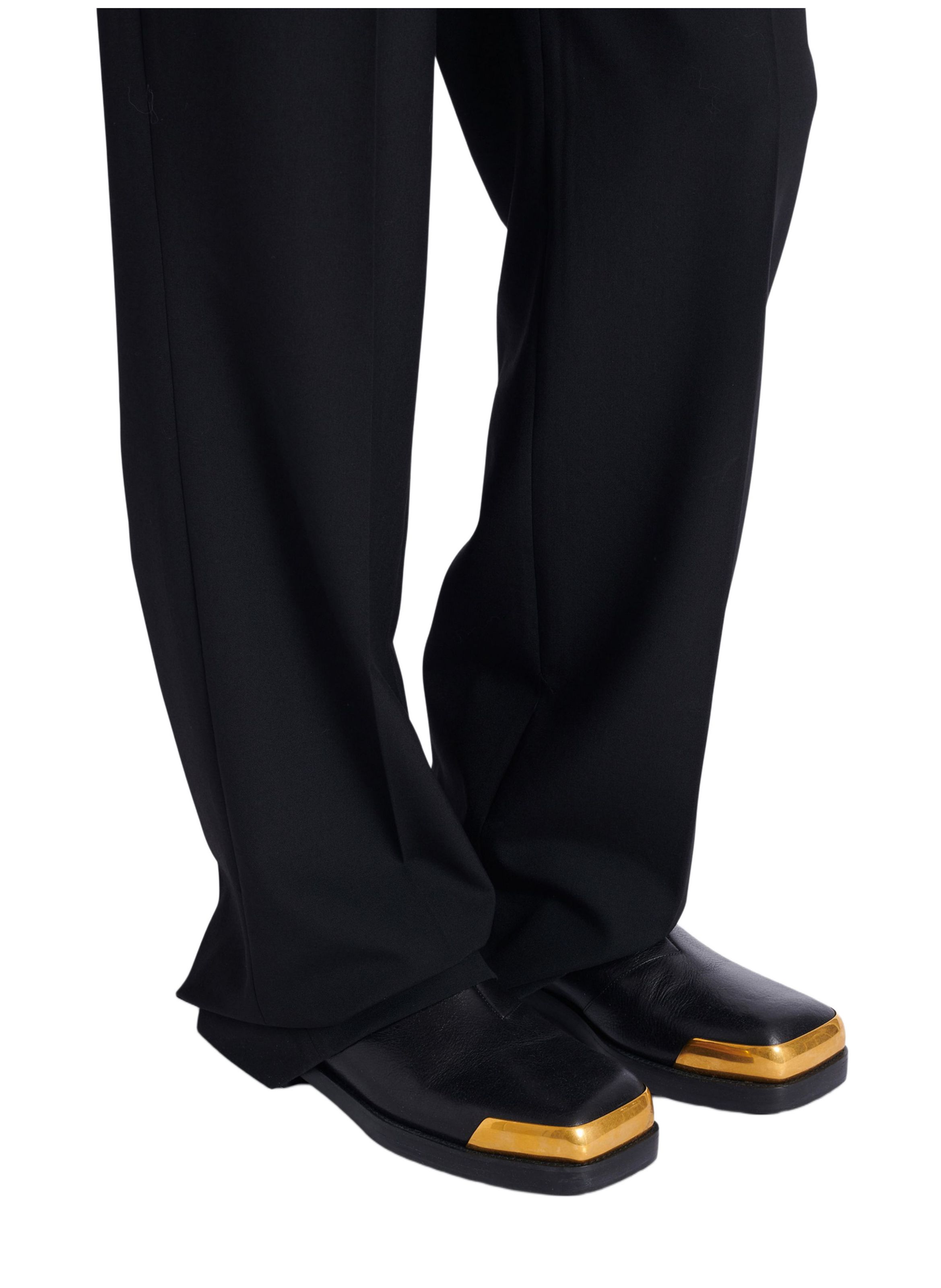 Boots bouts carrés en cuir texturé BALMAIN Noir