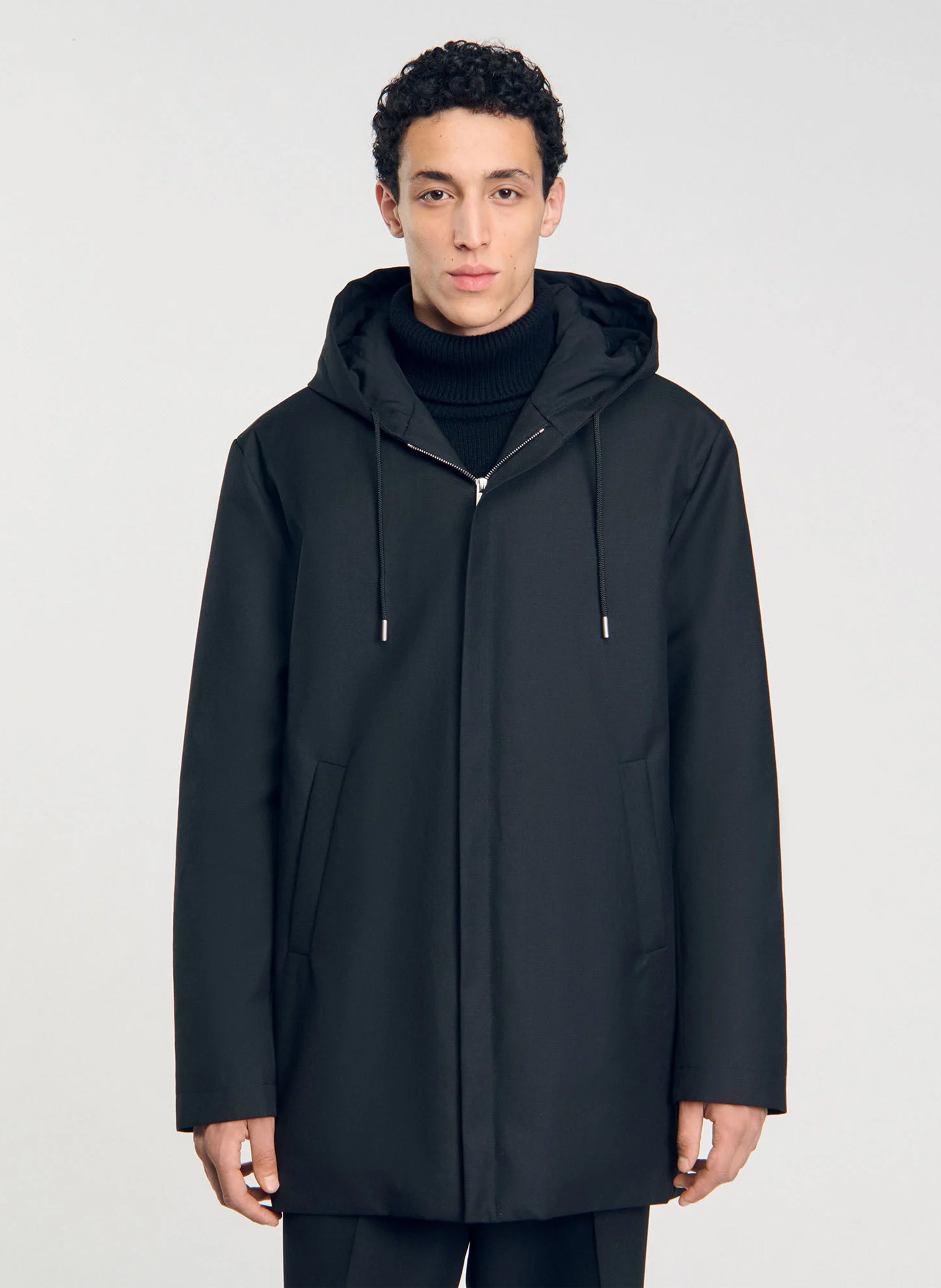 Parka à capuche SANDRO Noir