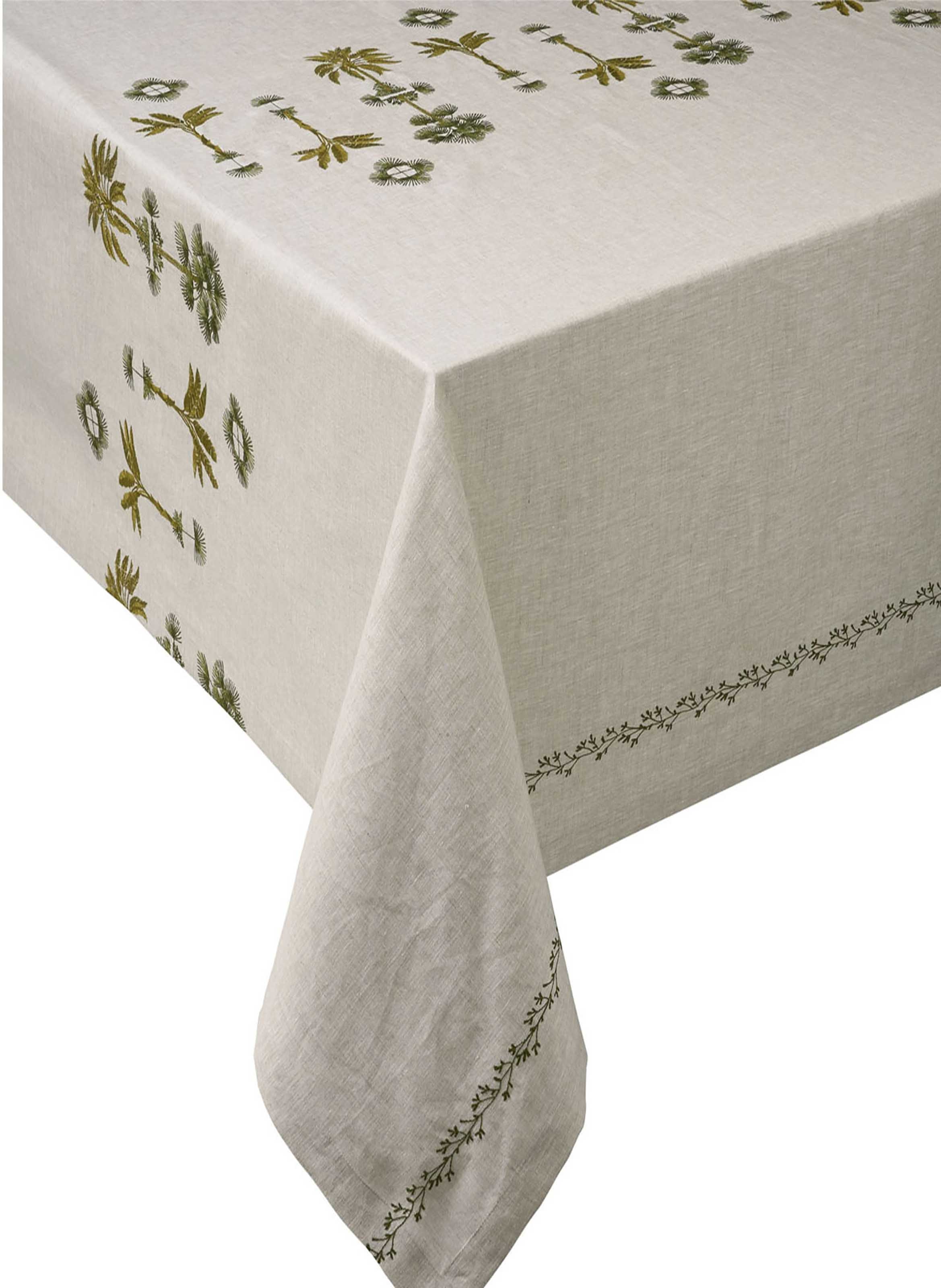 Nappe unie en lin brodé, barbade ALEXANDRE TURPAULT Beige